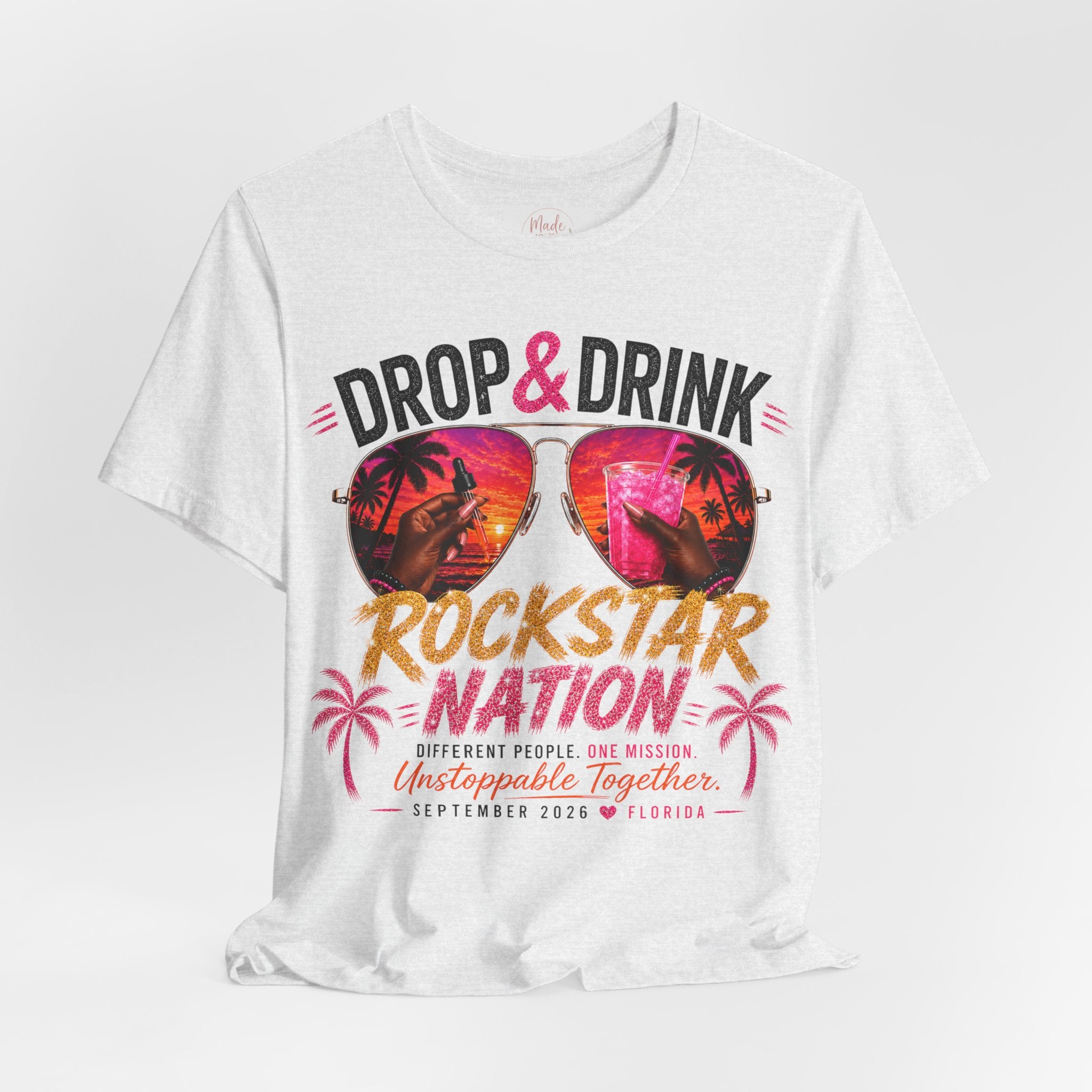 Dark Complexion (women) of Team Black Drop & Drink Beach T‑Shirt –  Sunglasses Graphic