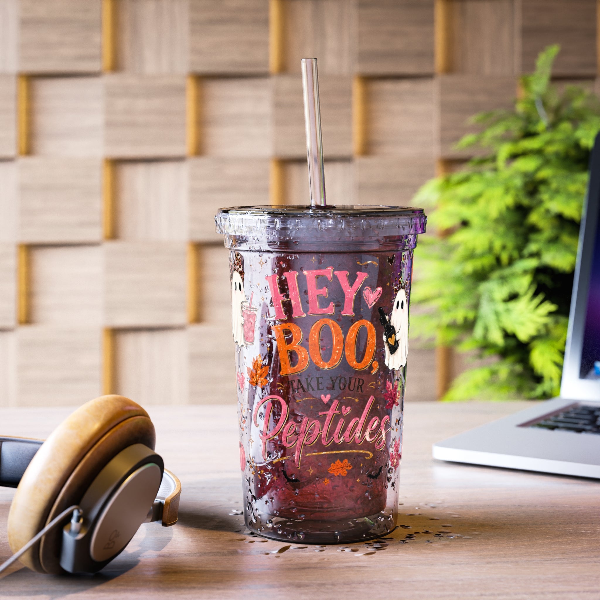 Autumn 'Hey Boo' Ghost Acrylic Tumbler