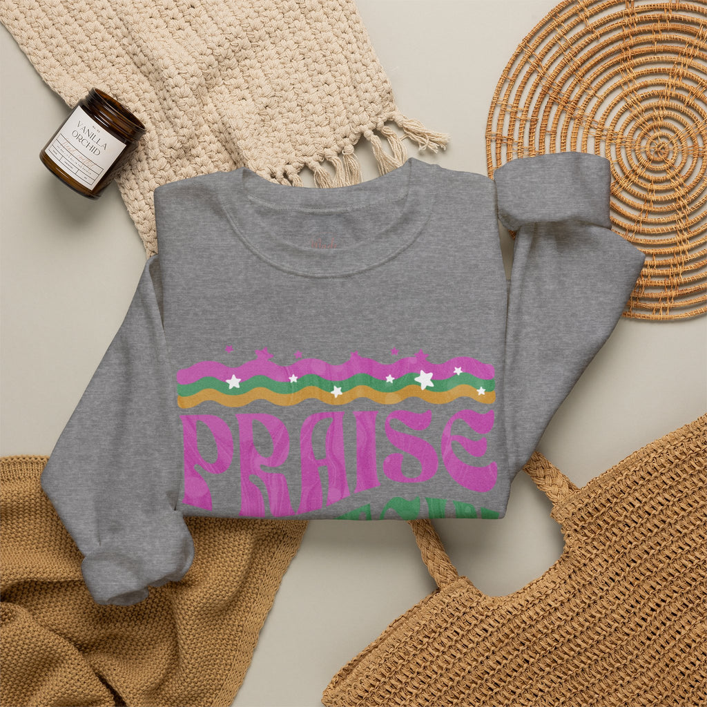 Made to Rise Crewneck Sweatshirt — Retro "Praise Protein Peptides" Graphic