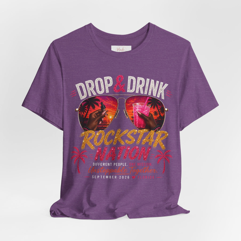 Dark Complexion (women) of Team White Drop & Drink Beach T‑Shirt –  Sunglasses Graphic