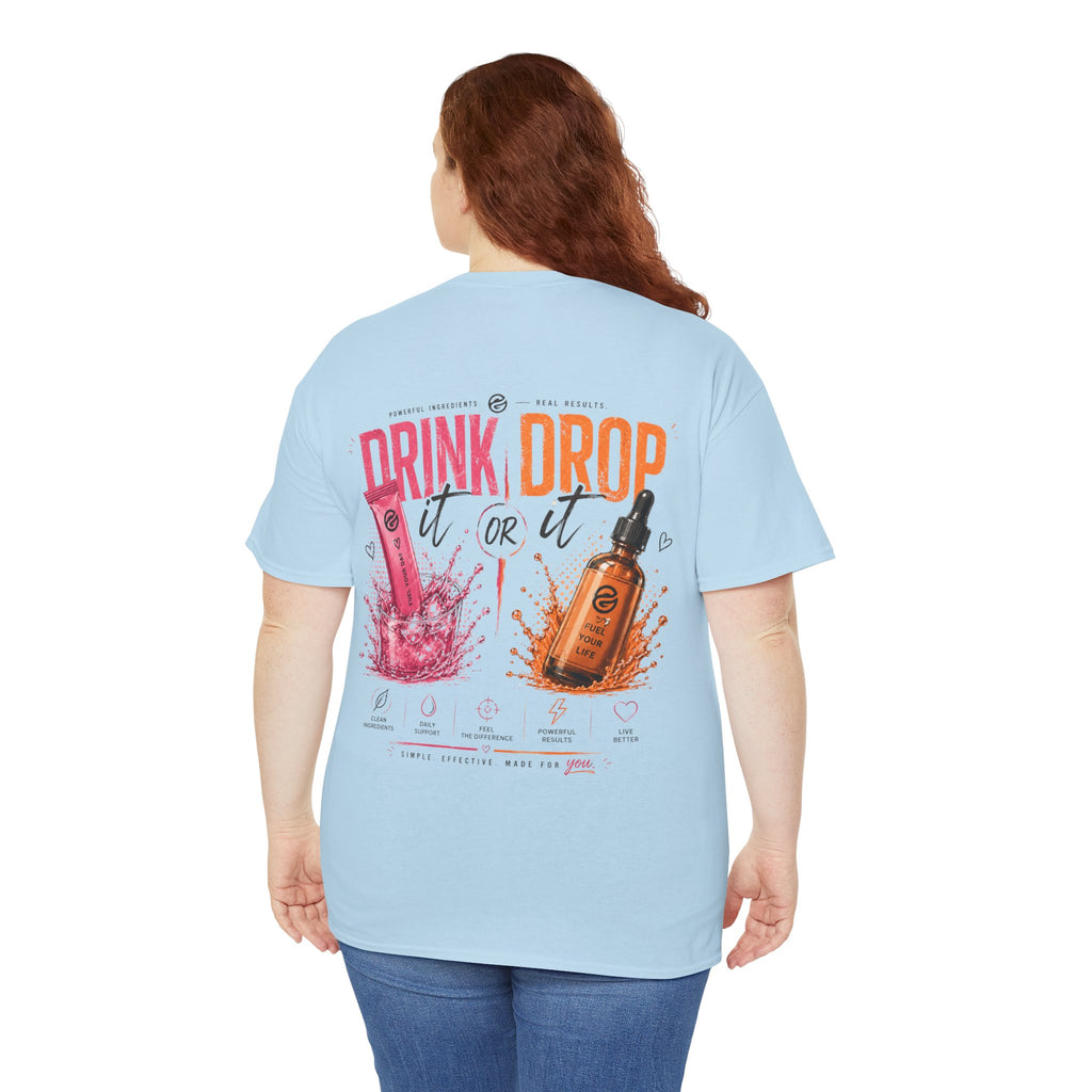 Drink Drop It or Lit Tee — Retro Cocktail Party Graphic T-Shirt