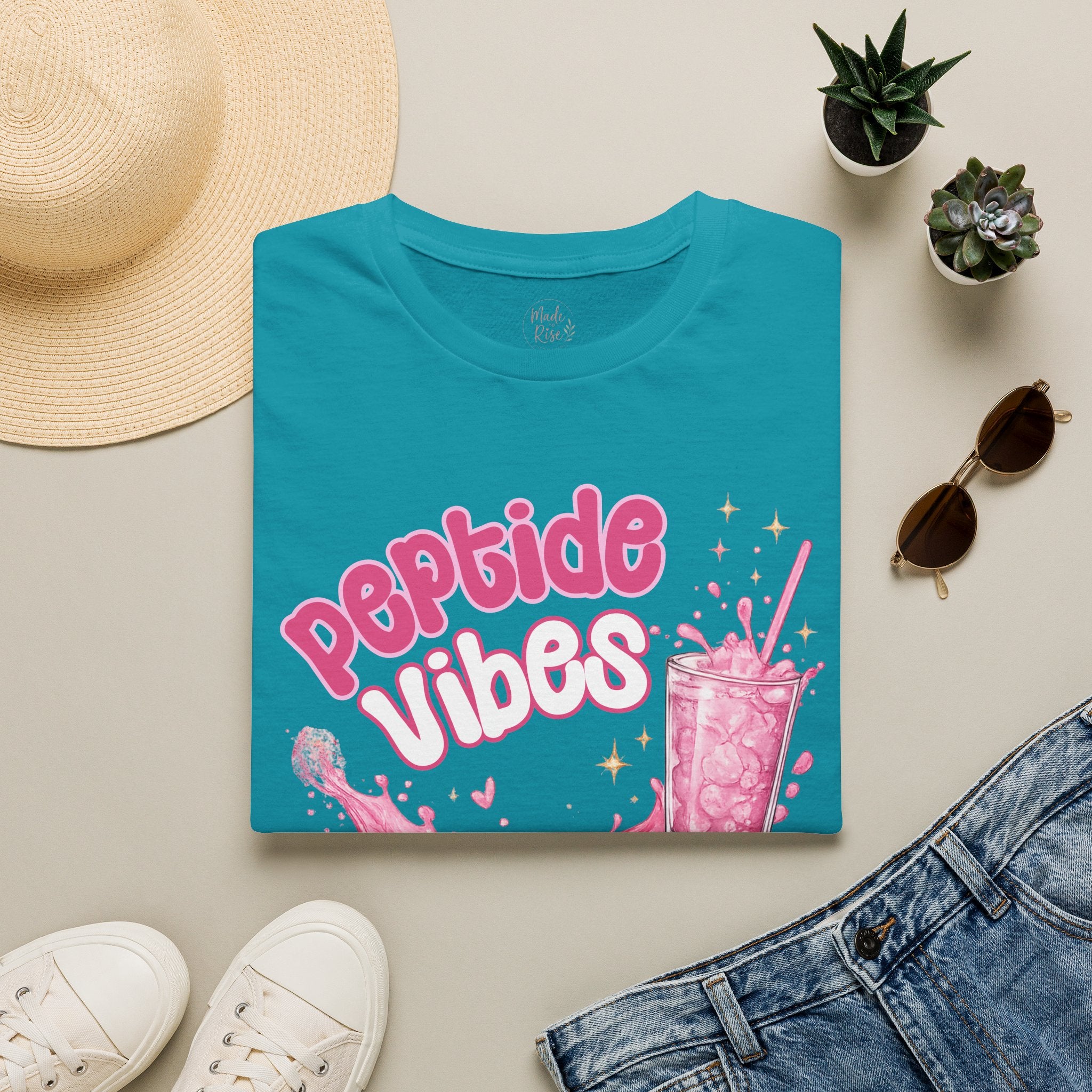 Peptide Vibes T-Shirt — Pink Boba Drink Graphic Tee