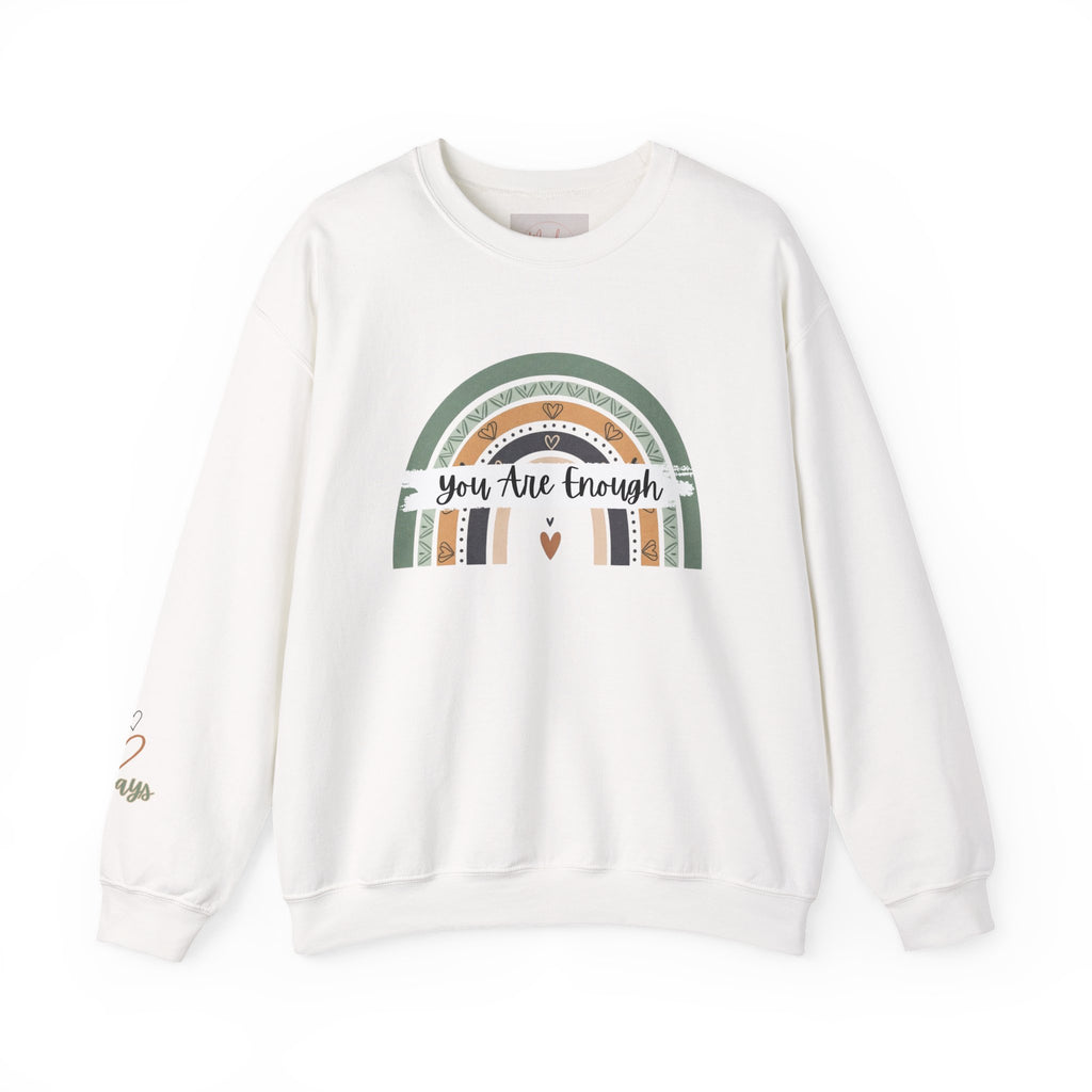 You Are Enough Sweatshirt, Mental Health Sweater, Boho Inspirational Sweatshirt, Rainbow Crewneck Sweatshirt, Cozy Crewneck Sweater