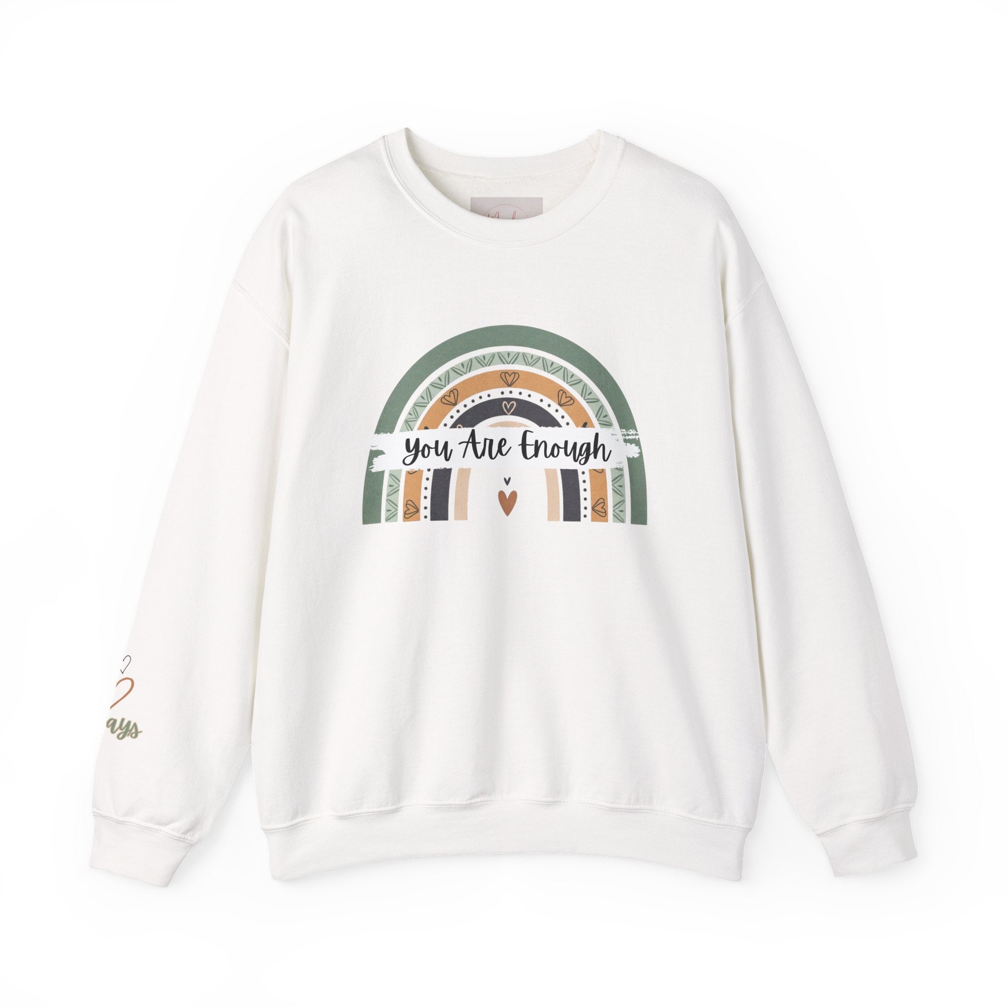 You Are Enough Sweatshirt, Mental Health Sweater, Boho Inspirational Sweatshirt, Rainbow Crewneck Sweatshirt, Cozy Crewneck Sweater