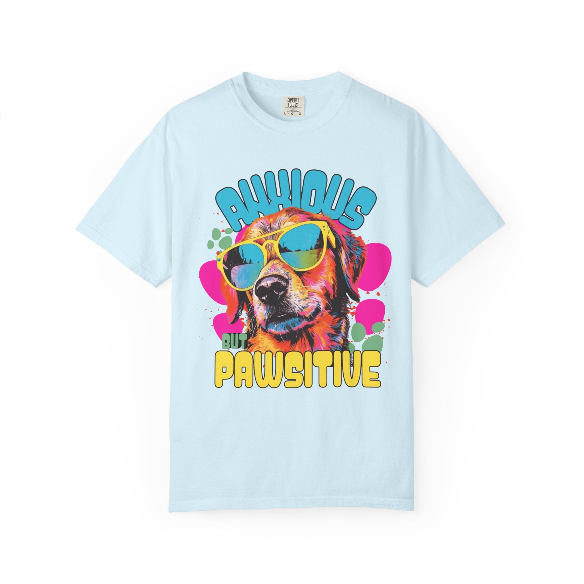 Retro Golden Retriever Shirt, Anxious but Pawsitive Tee, Mental Health Dog Mom, Comfort Colors Colorful Puppy T Shirt, Dog Lover Gift