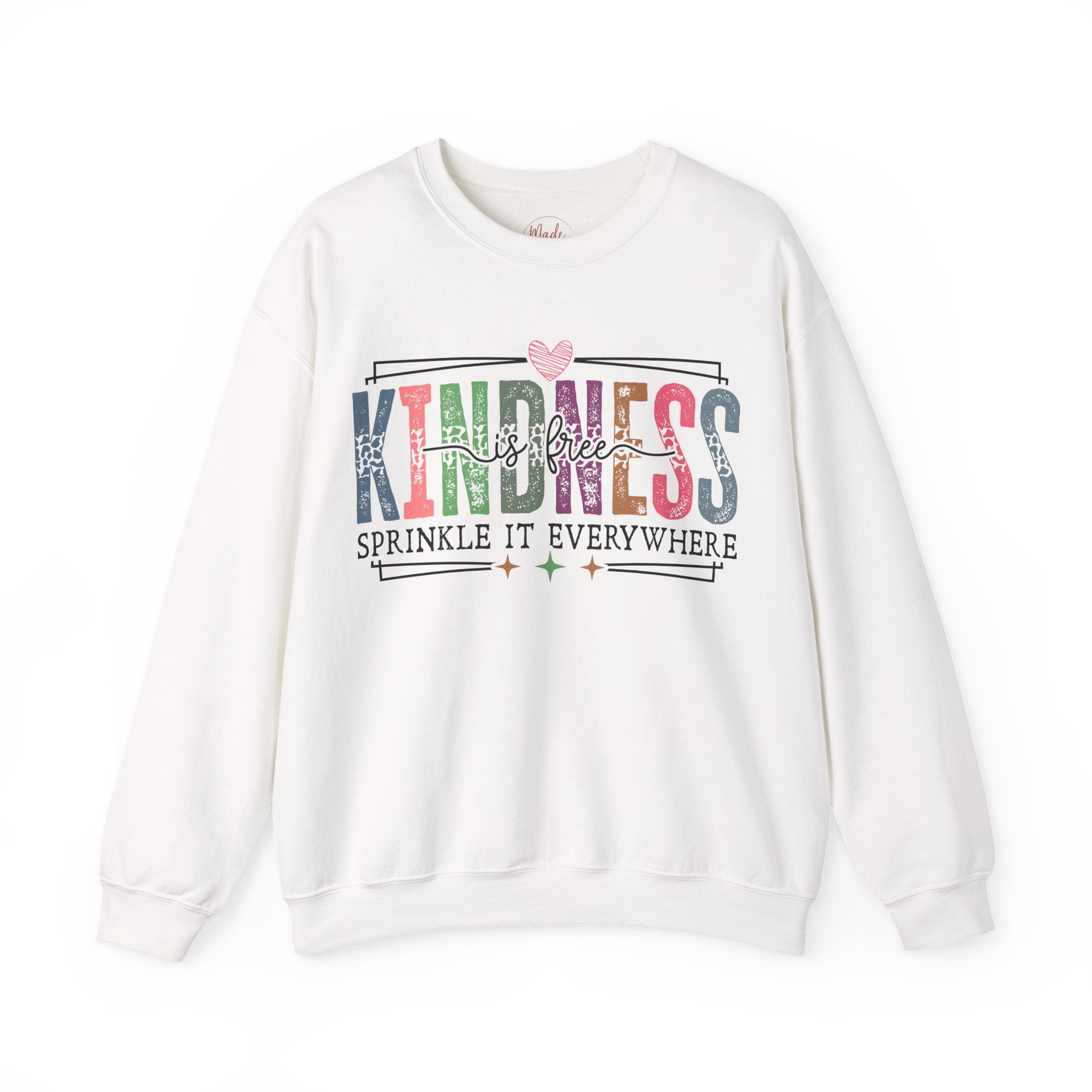 Kindness Is Free Sweatshirt, Retro Pastel Graphic Crewneck, Inspirational Teacher Gift, Gildan 18000 Cozy Fun Pullover