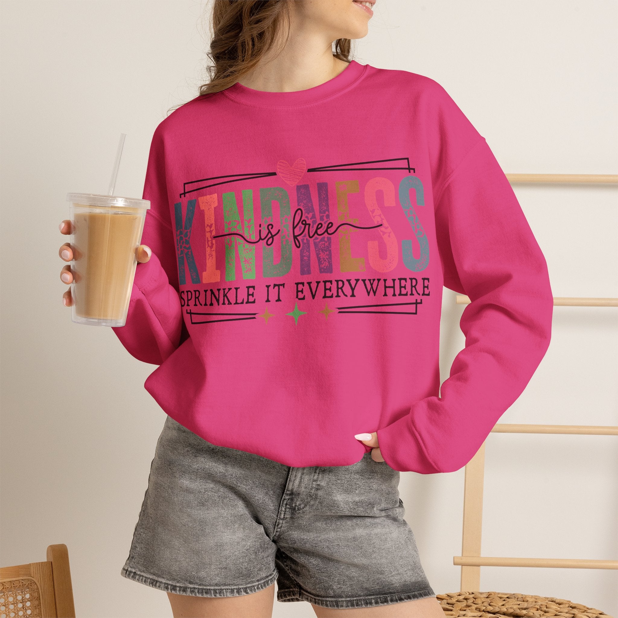 Kindness Is Free Sweatshirt, Retro Pastel Graphic Crewneck, Inspirational Teacher Gift, Gildan 18000 Cozy Fun Pullover