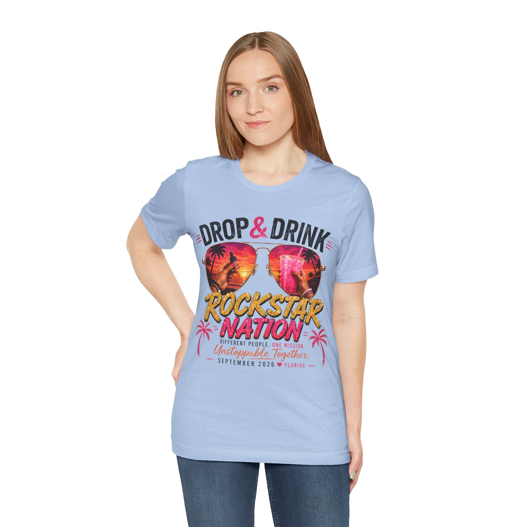 Team Drop & Drink Beach T‑Shirt –  Sunglasses Graphic