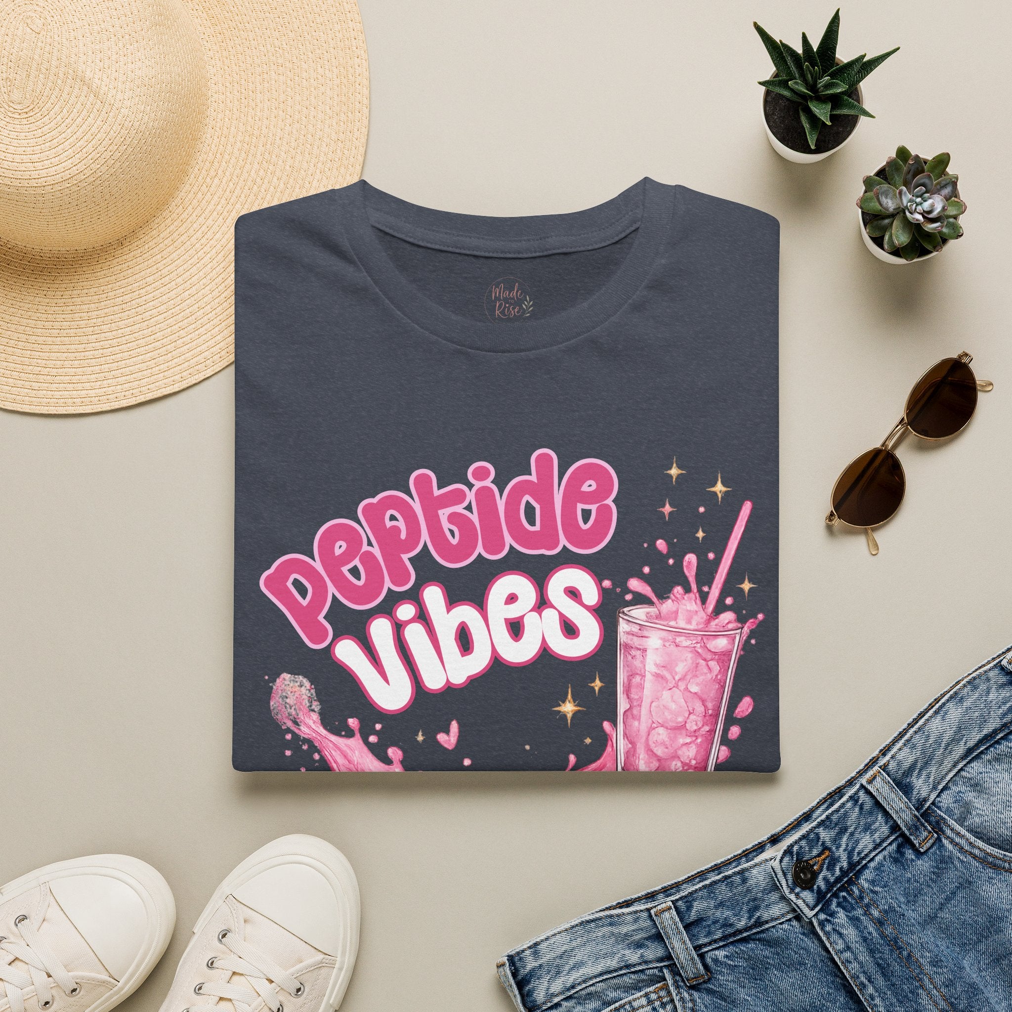 Peptide Vibes T-Shirt — Pink Boba Drink Graphic Tee