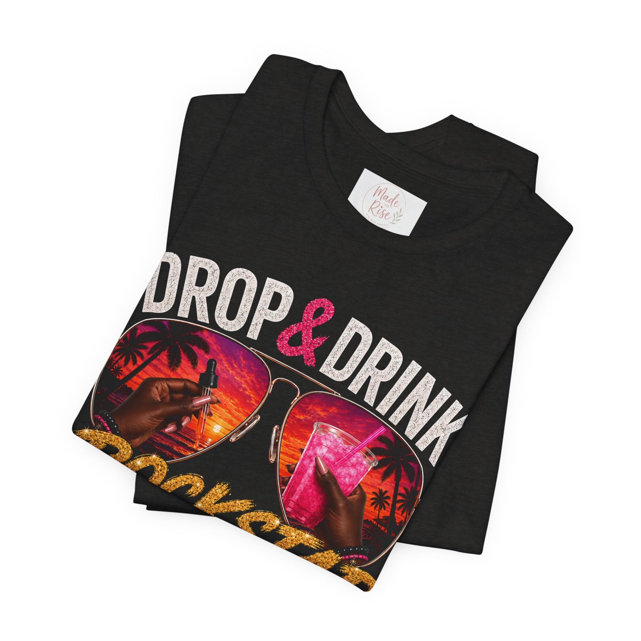Dark Complexion (women) of Team White Drop & Drink Beach T‑Shirt –  Sunglasses Graphic