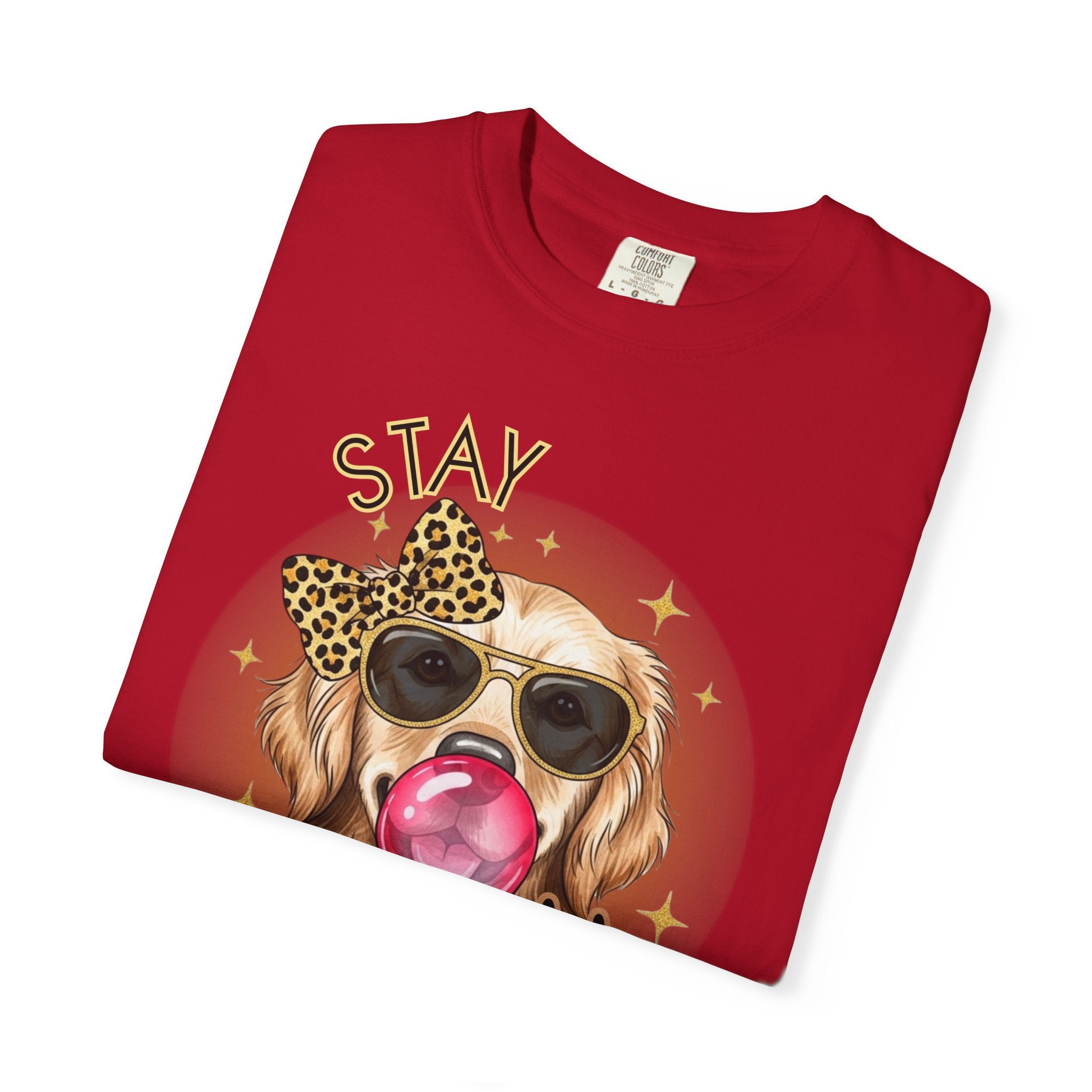 Stay Golden Retriever Shirt, Cute Dog Graphic Tee, Positive Vibes Energy, Bubble Gum Dog T Shirt, Aesthetic Pet Lover Gift, Gift for Her
