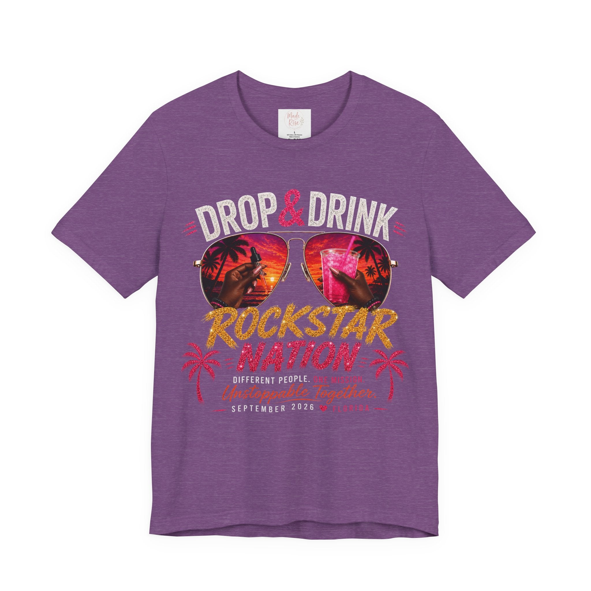 Dark Complexion (women) of Team White Drop & Drink Beach T‑Shirt –  Sunglasses Graphic