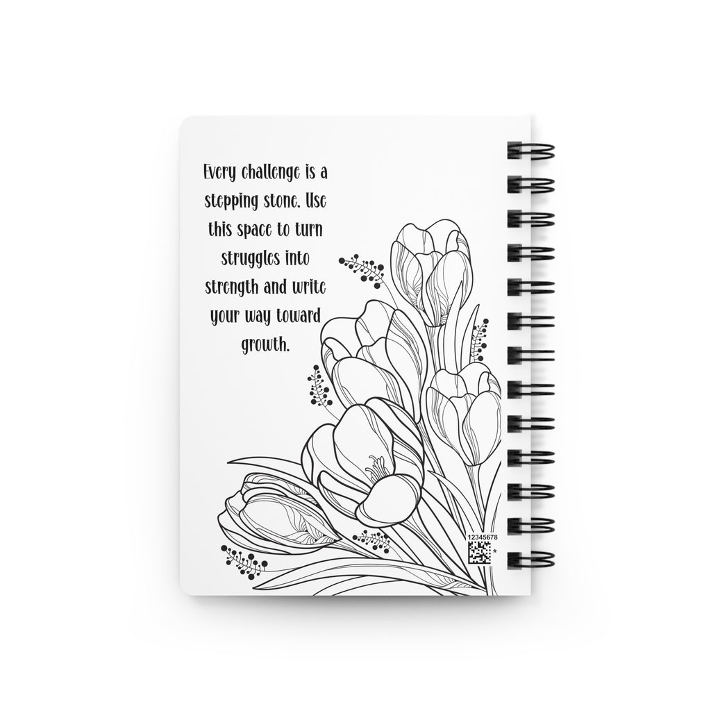 Grow Through What You Go Through Spiral Bound Journal | Floral Tulips Coloring Cover