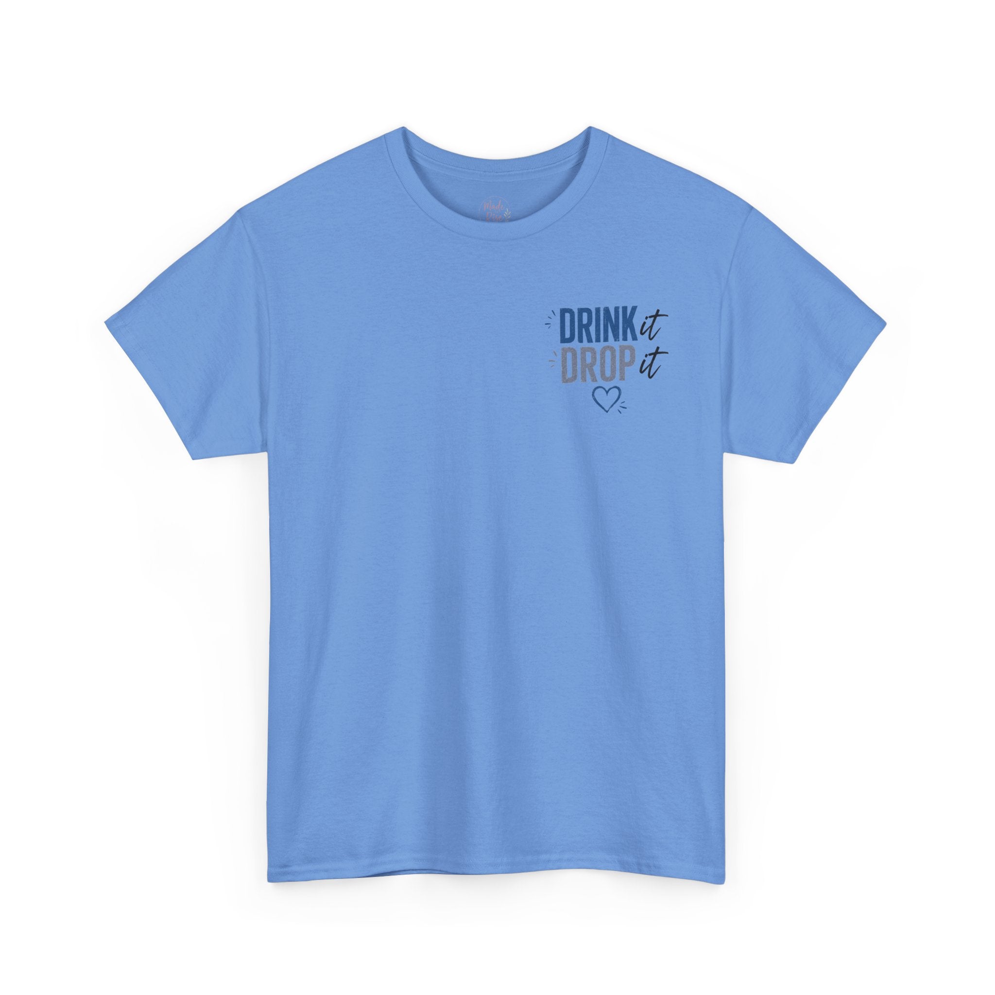 Blue Drink Drop Heart Tee — Cute Minimalist Coffee Graphic T‑Shirt