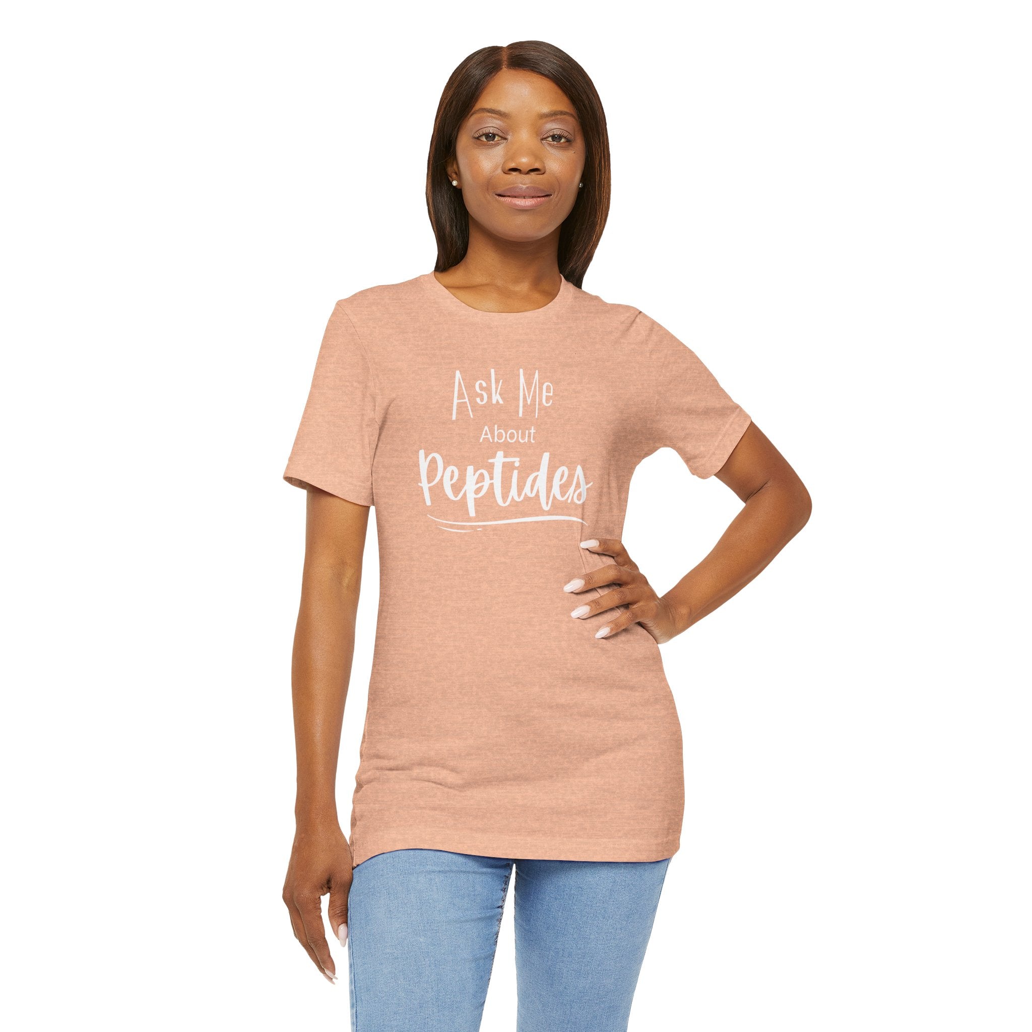 Ask Me about Peptides — Unisex Jersey Short Sleeve T-Shirt