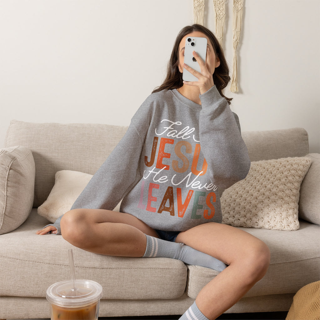Fall For Jesus  Sweatshirt — Christian Faith Typography Crewneck