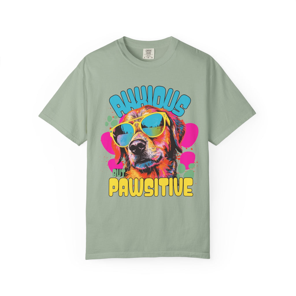 Retro Golden Retriever Shirt, Anxious but Pawsitive Tee, Mental Health Dog Mom, Comfort Colors Colorful Puppy T Shirt, Dog Lover Gift