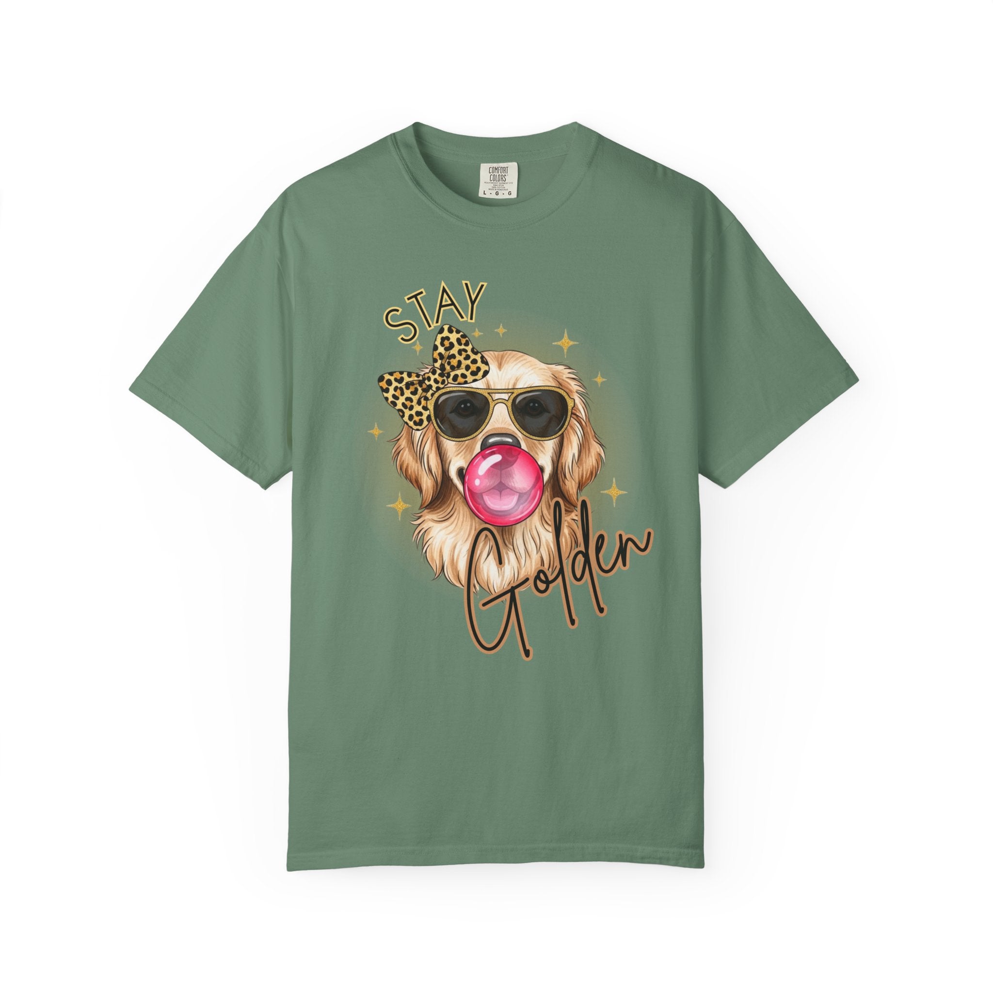 Stay Golden Retriever Shirt, Cute Dog Graphic Tee, Positive Vibes Energy, Bubble Gum Dog T Shirt, Aesthetic Pet Lover Gift, Gift for Her
