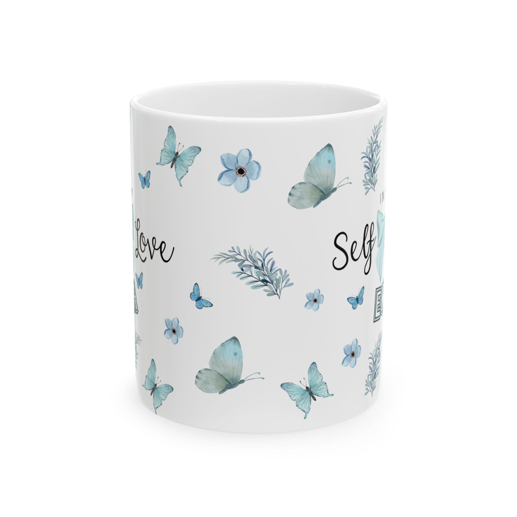 Blue Butterfly Mug, Watercolor Butterflies Ceramic Cup, In My Self Love Era, Gift for Teen, Mothers Day Gift, Positive Affirmations