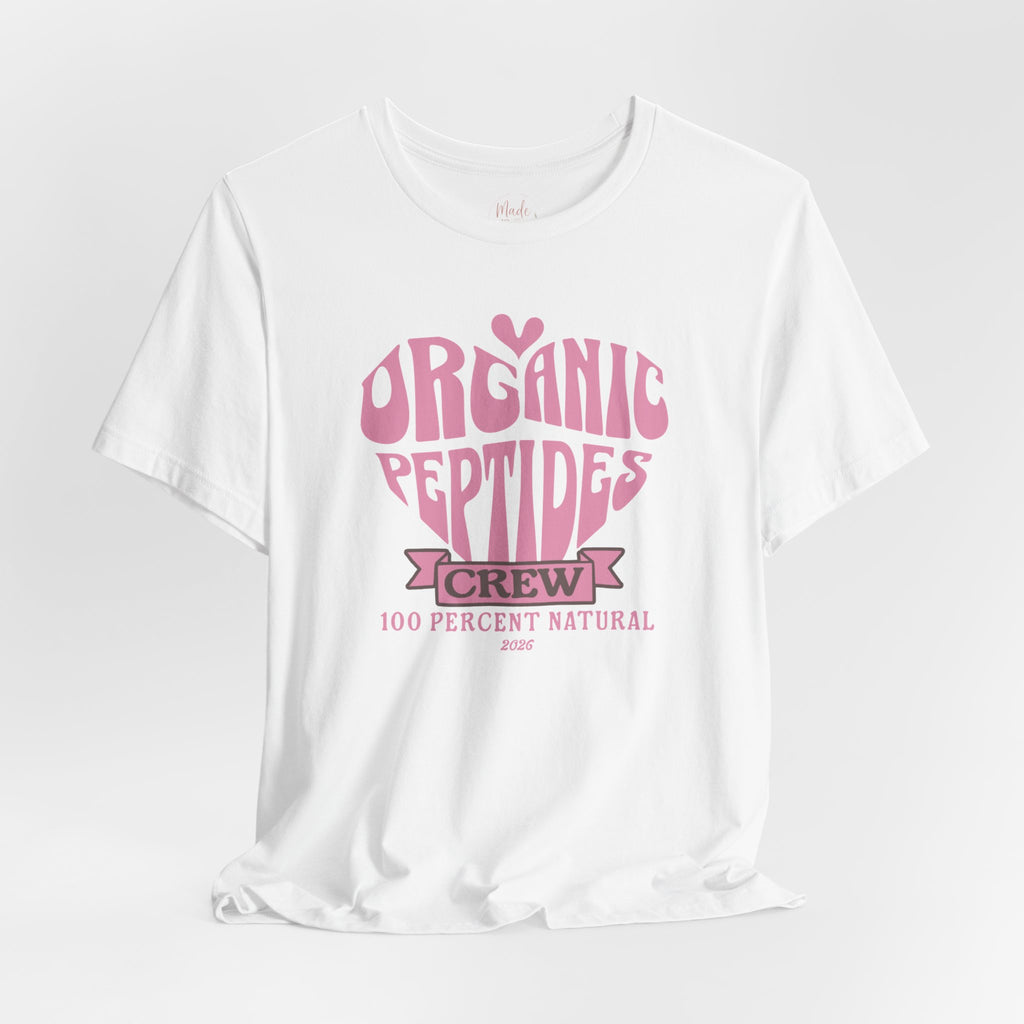 Organic Peptides Tee — Cute Retro Script Graphic T-Shirt