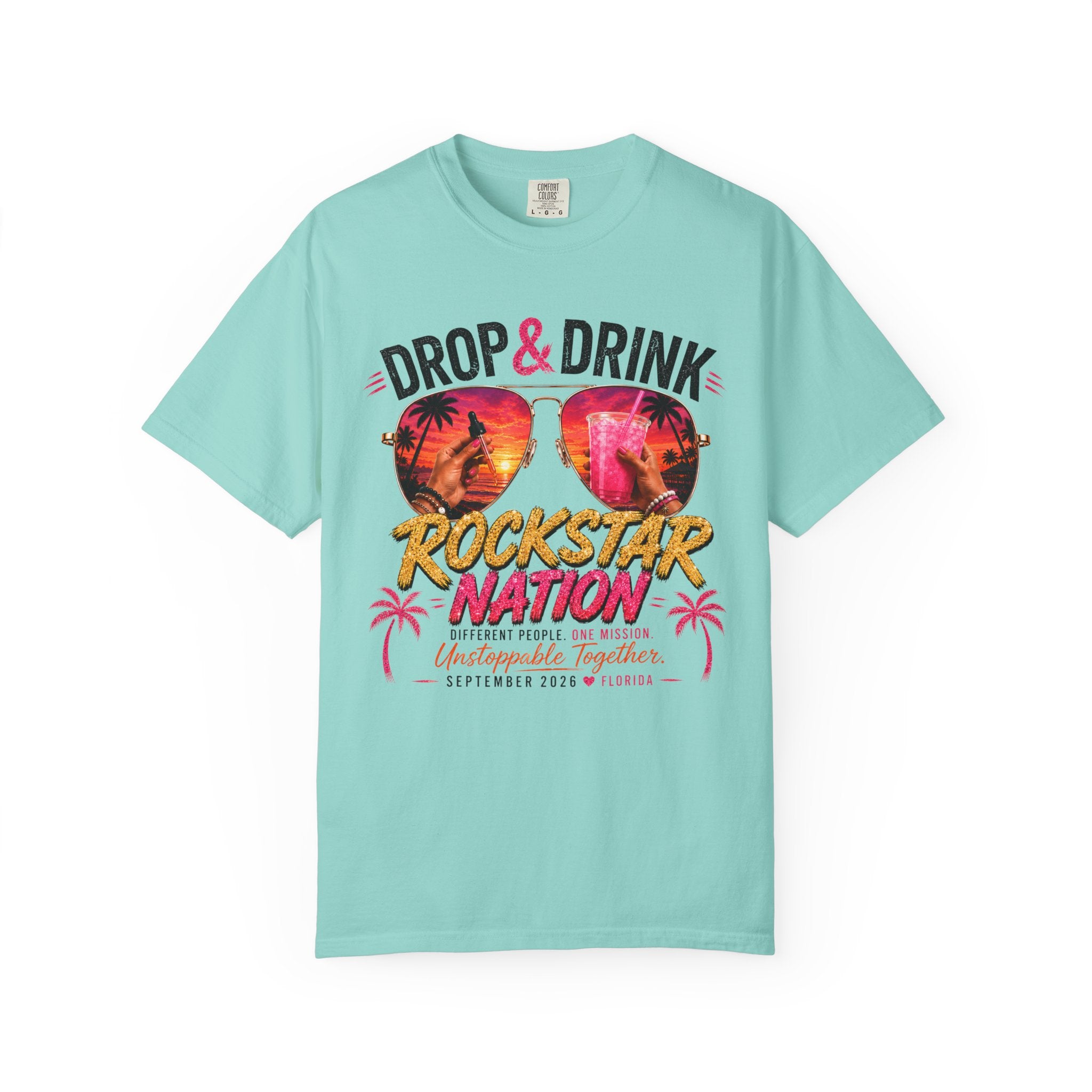 Unisex Drop & Drink Change Lives T-Shirt — Firefighter Sunglasses Graphic Tee