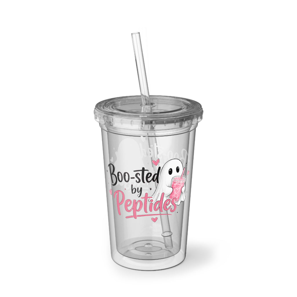 Acrylic Tumbler — "Boo-sted by Peptides" Cute Ghost Cup