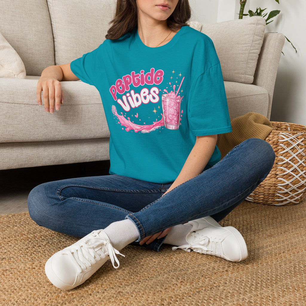 Peptide Vibes T-Shirt — Pink Boba Drink Graphic Tee