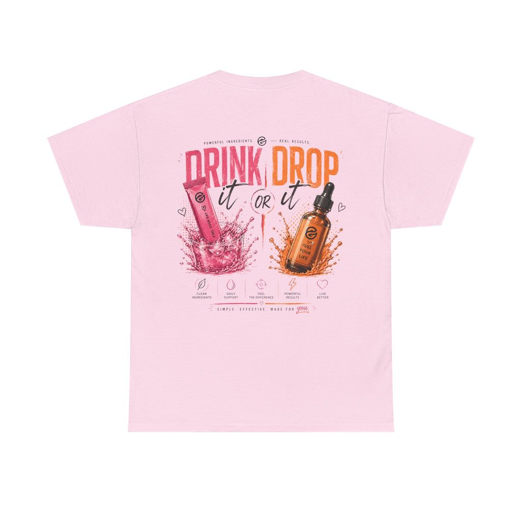 Drink Drop It or Lit Tee — Retro Cocktail Party Graphic T-Shirt