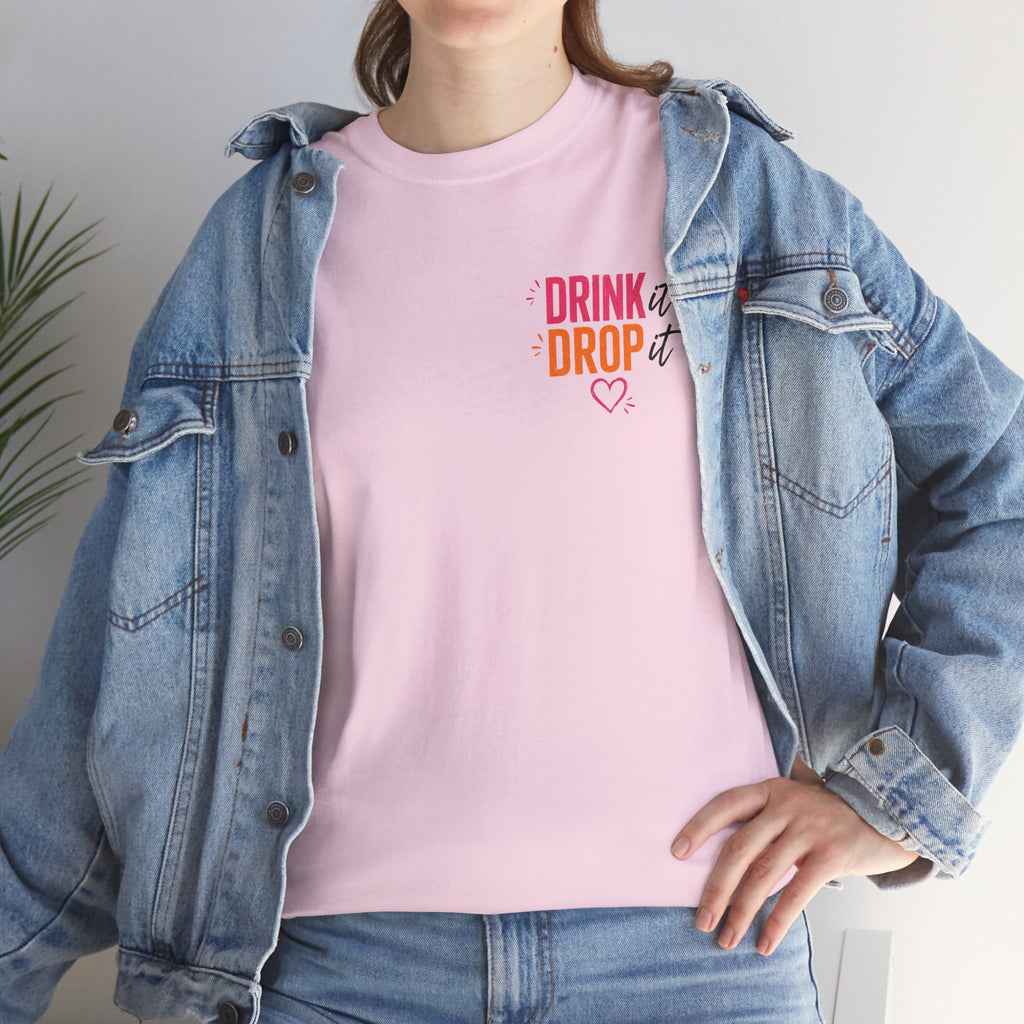 Drink Drop Heart Tee — Cute Minimalist Coffee Graphic T‑Shirt