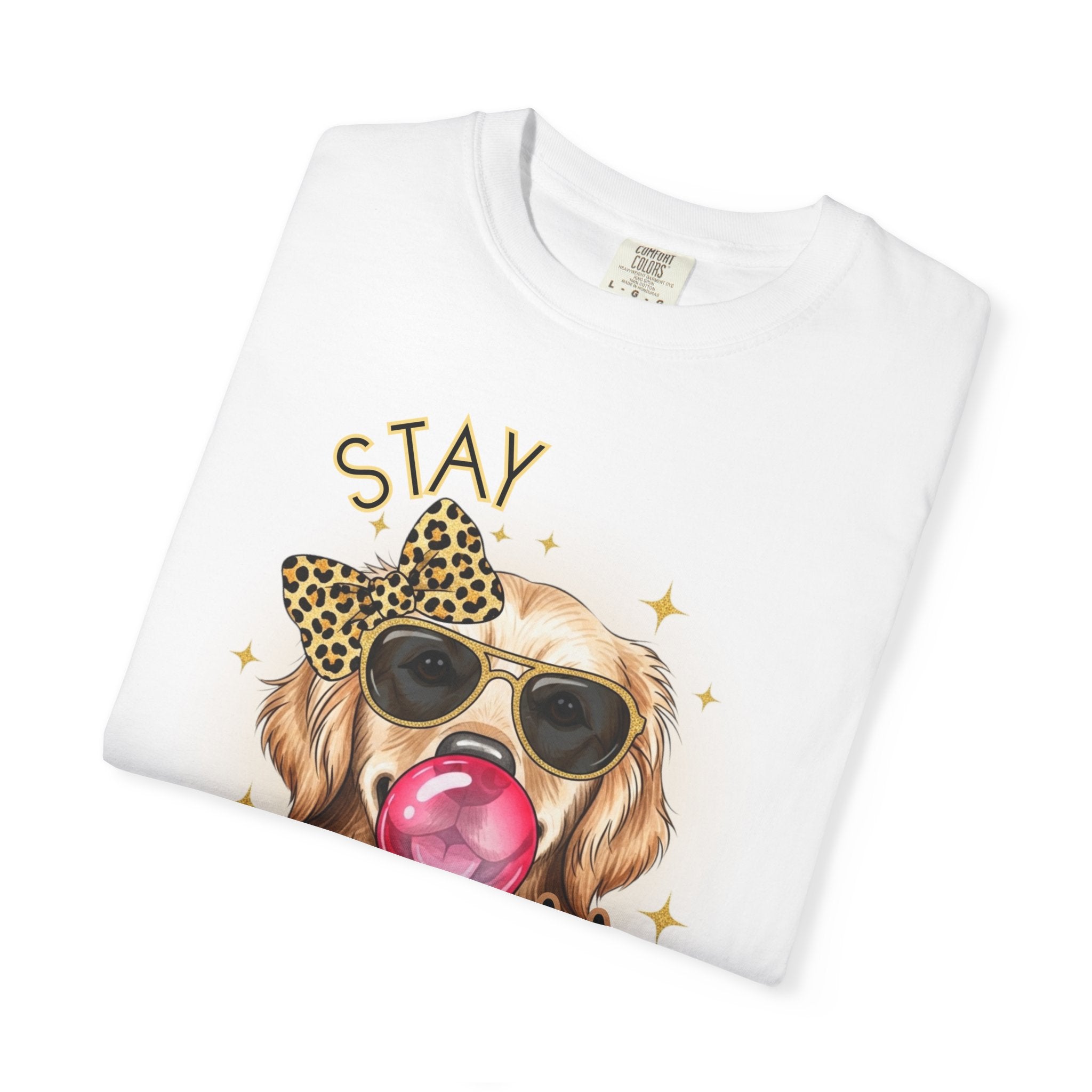Stay Golden Retriever Shirt, Cute Dog Graphic Tee, Positive Vibes Energy, Bubble Gum Dog T Shirt, Aesthetic Pet Lover Gift, Gift for Her
