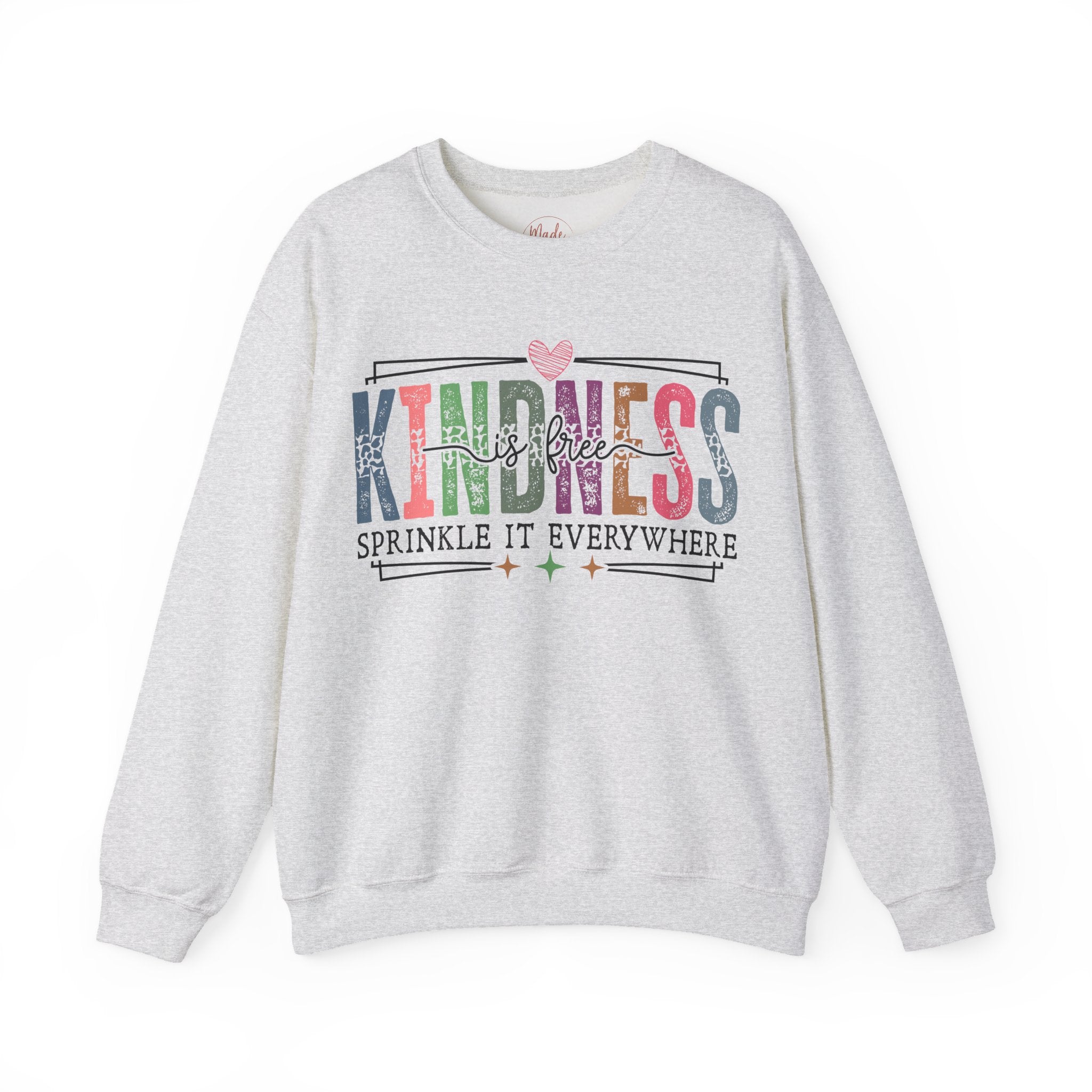 Kindness Is Free Sweatshirt, Retro Pastel Graphic Crewneck, Inspirational Teacher Gift, Gildan 18000 Cozy Fun Pullover