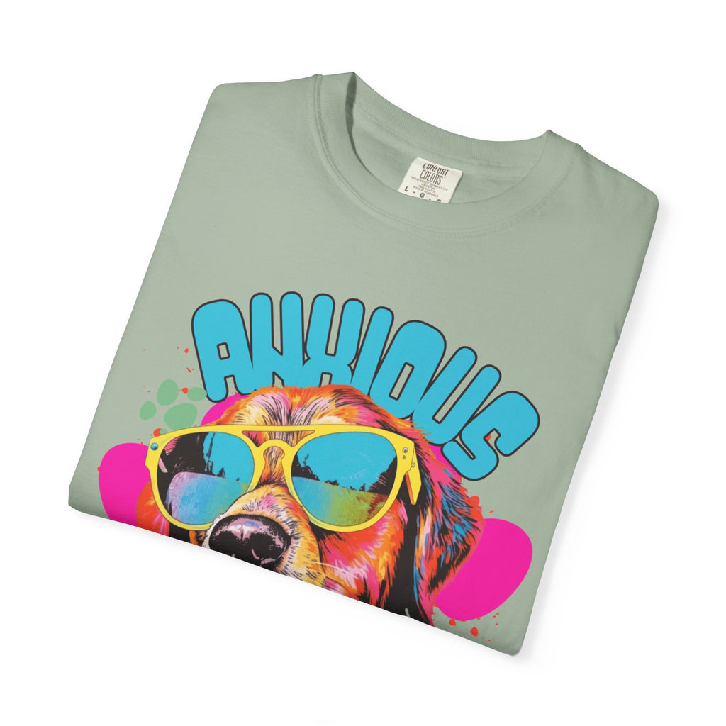 Retro Golden Retriever Shirt, Anxious but Pawsitive Tee, Mental Health Dog Mom, Comfort Colors Colorful Puppy T Shirt, Dog Lover Gift