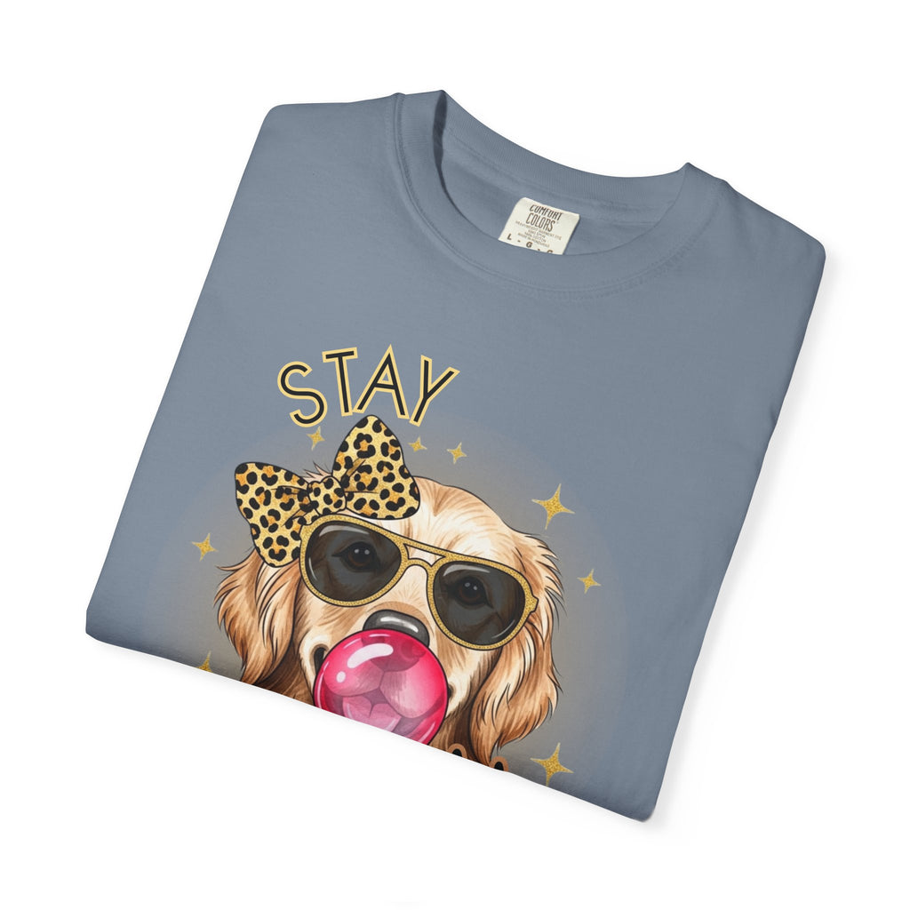 Stay Golden Retriever Shirt, Cute Dog Graphic Tee, Positive Vibes Energy, Bubble Gum Dog T Shirt, Aesthetic Pet Lover Gift, Gift for Her