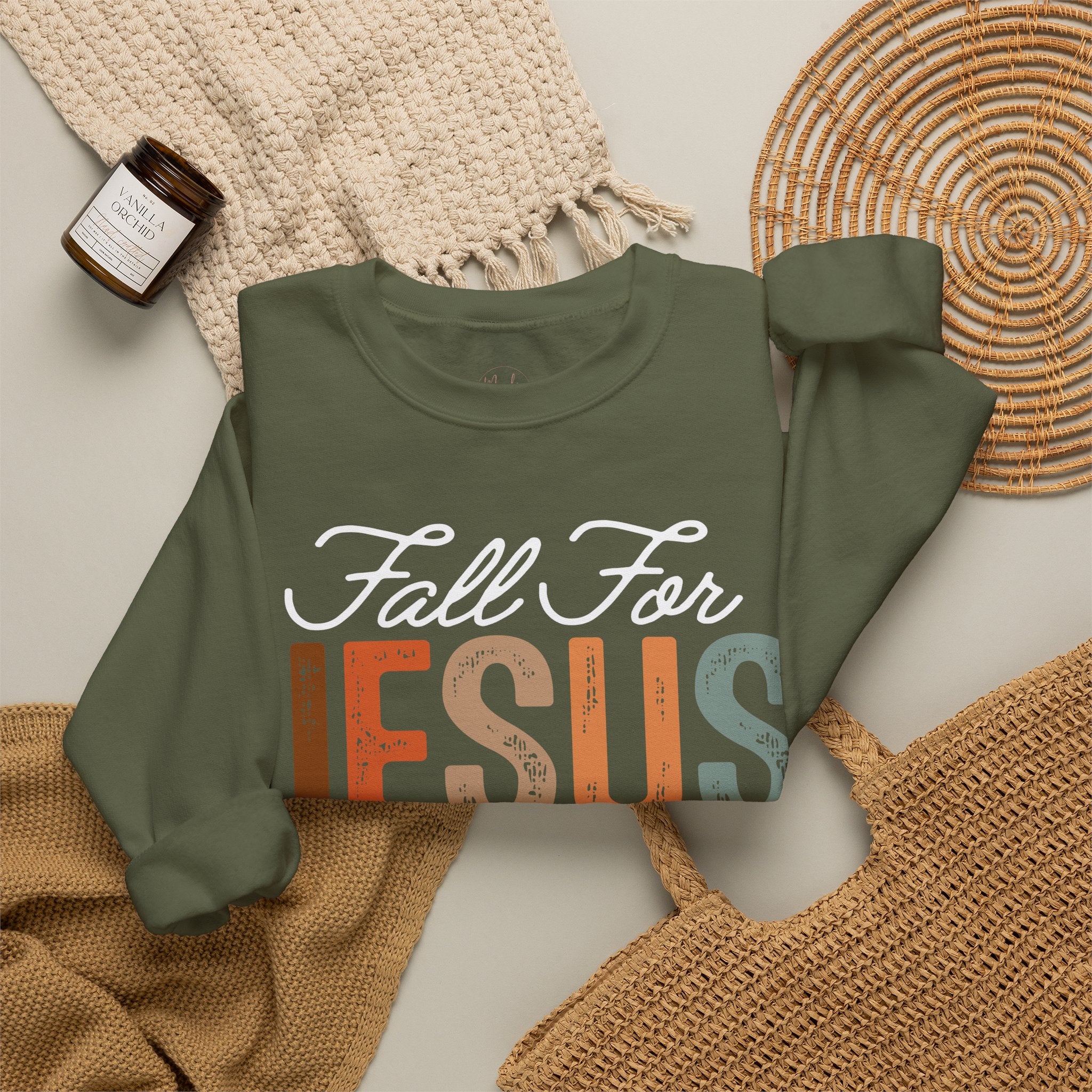 Fall For Jesus  Sweatshirt — Christian Faith Typography Crewneck