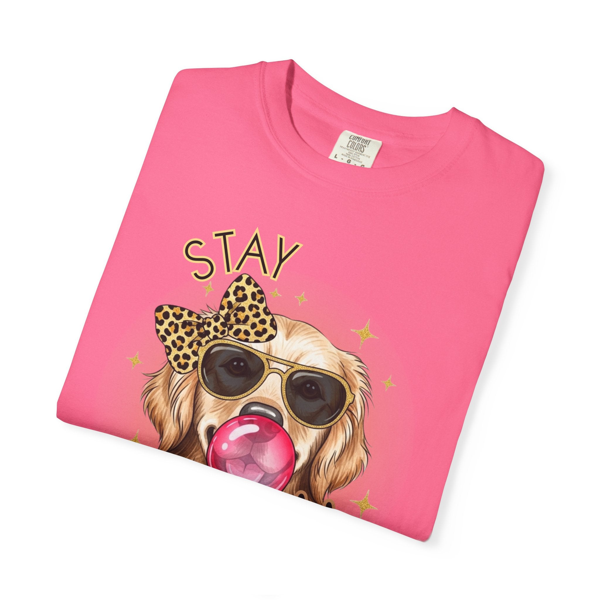 Stay Golden Retriever Shirt, Cute Dog Graphic Tee, Positive Vibes Energy, Bubble Gum Dog T Shirt, Aesthetic Pet Lover Gift, Gift for Her