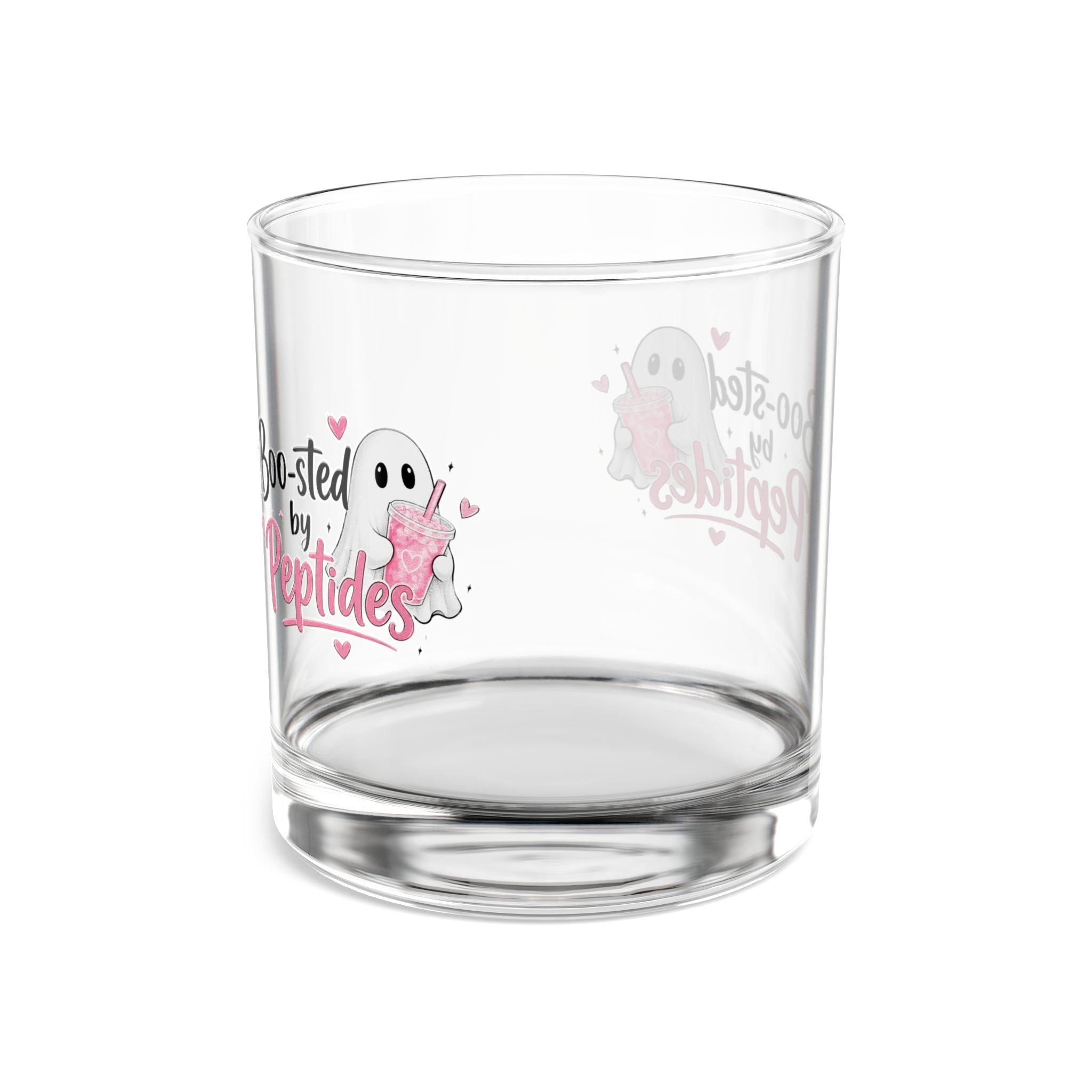 10oz Rocks Glass — "Boo-sted by Peptides" Cute Ghost Cocktail Glass