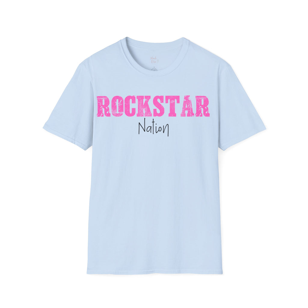 Rockstar Nation T-Shirt — Pink Distressed Graphic Tee
