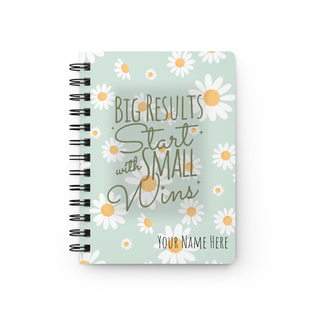 Personalized Daisy Spiral Notebook, Small Wins Habit and Fitness Tracker Journal, Self Care Wellness Log, Mental Health Gift for Her