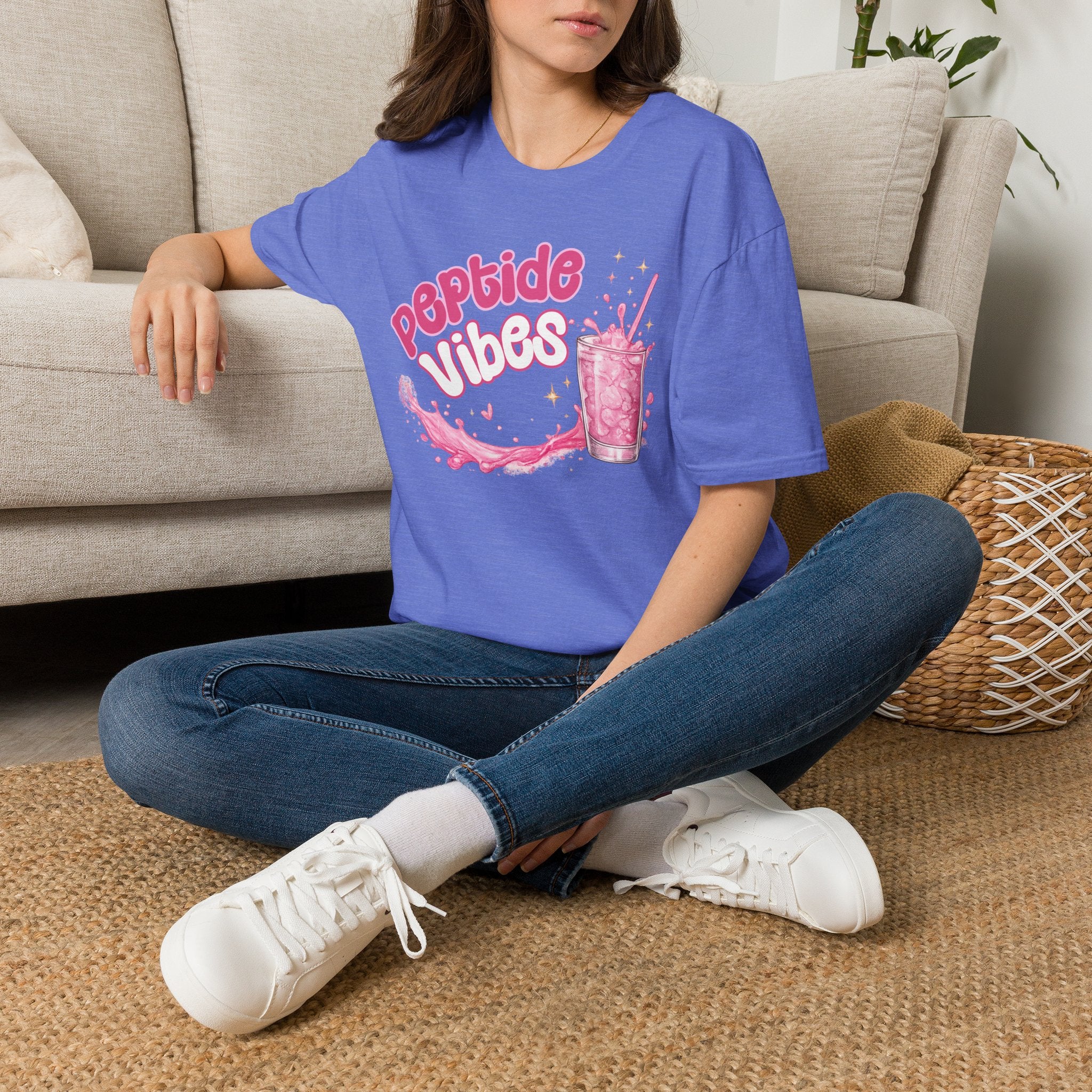 Peptide Vibes T-Shirt — Pink Boba Drink Graphic Tee