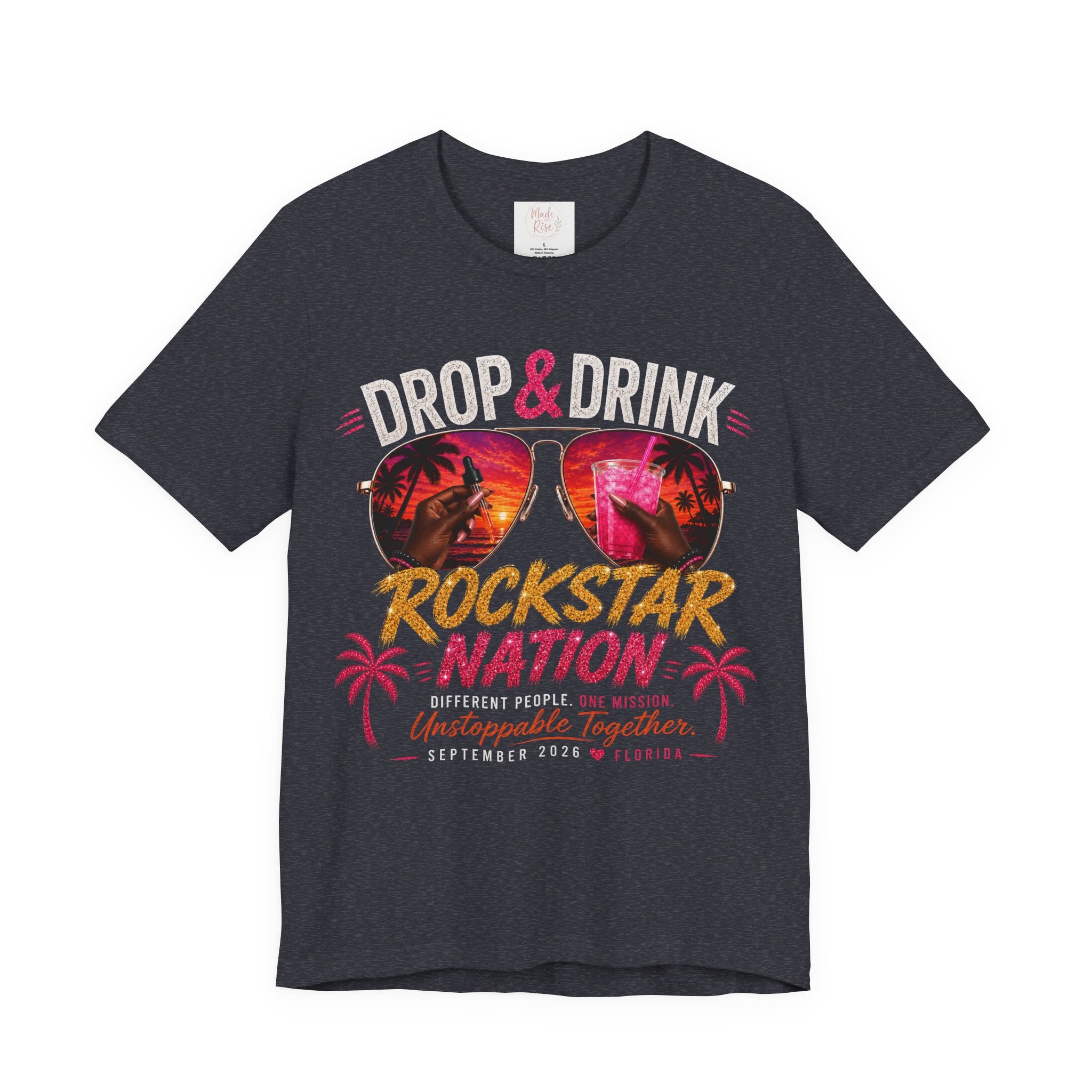 Dark Complexion (women) of Team White Drop & Drink Beach T‑Shirt –  Sunglasses Graphic