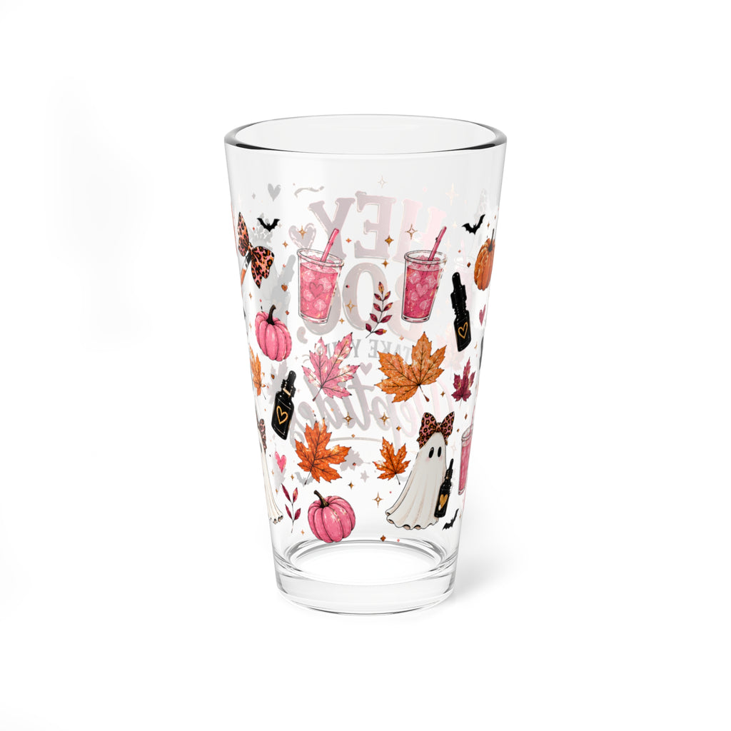 Hey Boo Take Your Peptides Mixing Glass - 16oz Halloween Cocktail Pint