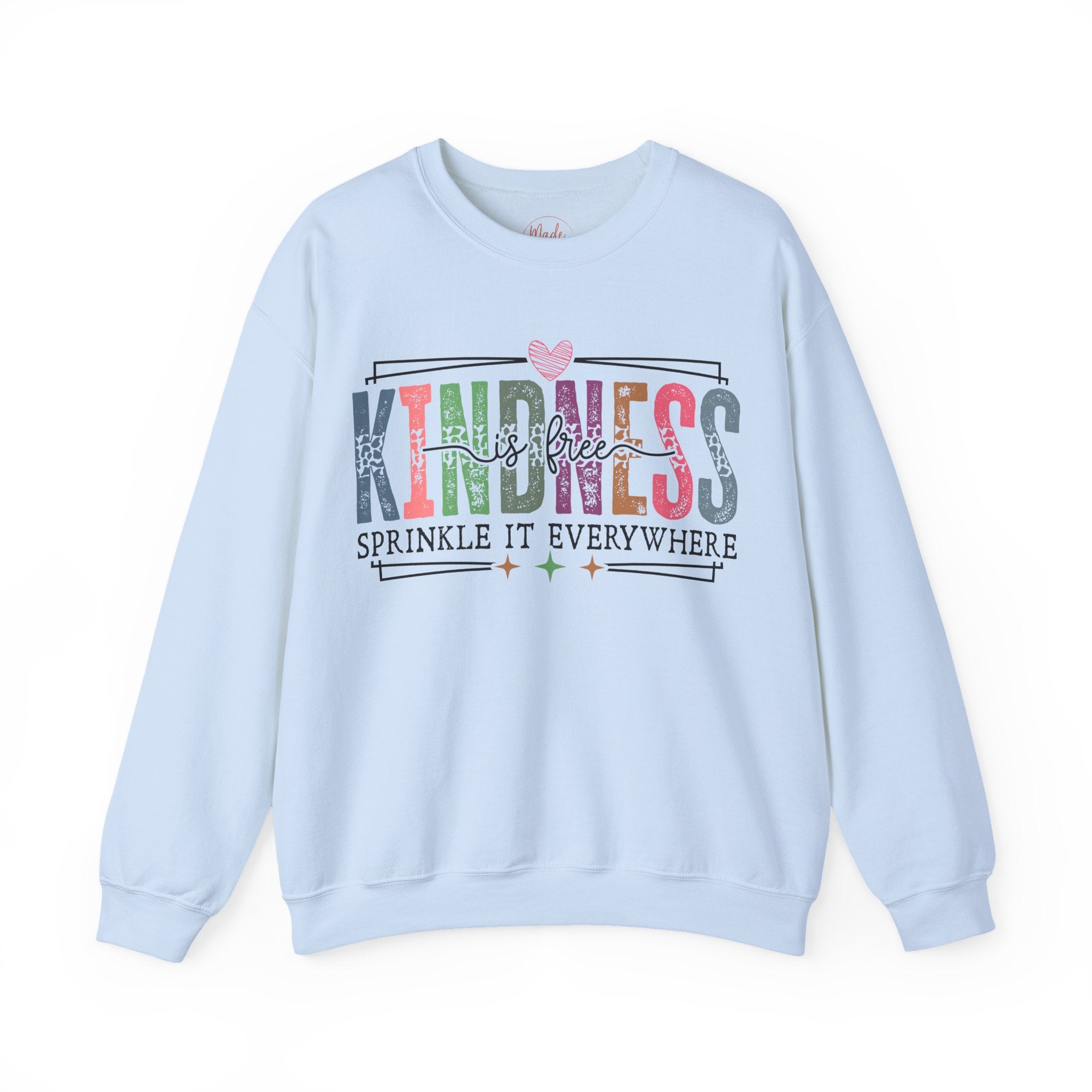 Kindness Is Free Sweatshirt, Retro Pastel Graphic Crewneck, Inspirational Teacher Gift, Gildan 18000 Cozy Fun Pullover