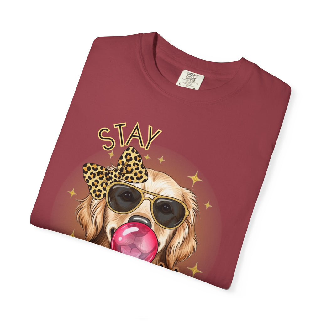 Stay Golden Retriever Shirt, Cute Dog Graphic Tee, Positive Vibes Energy, Bubble Gum Dog T Shirt, Aesthetic Pet Lover Gift, Gift for Her