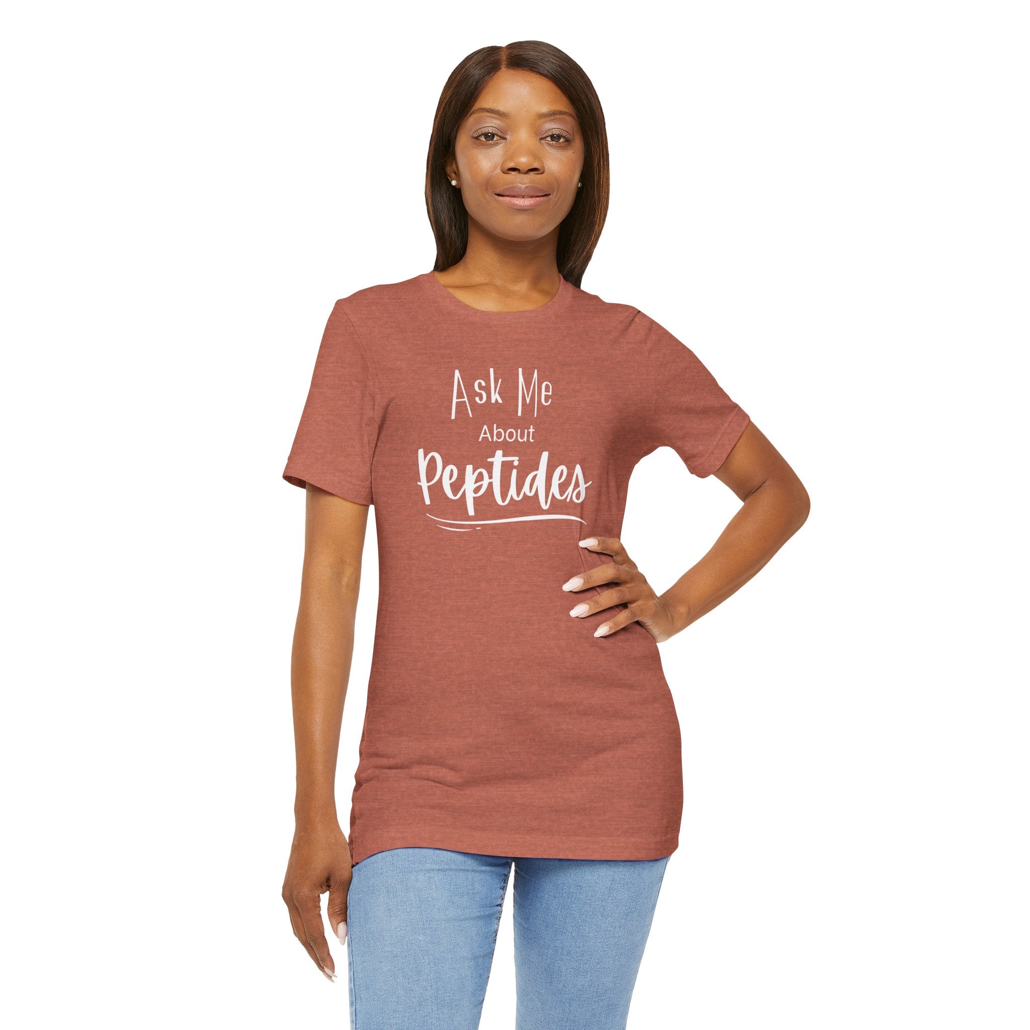 Ask Me about Peptides — Unisex Jersey Short Sleeve T-Shirt