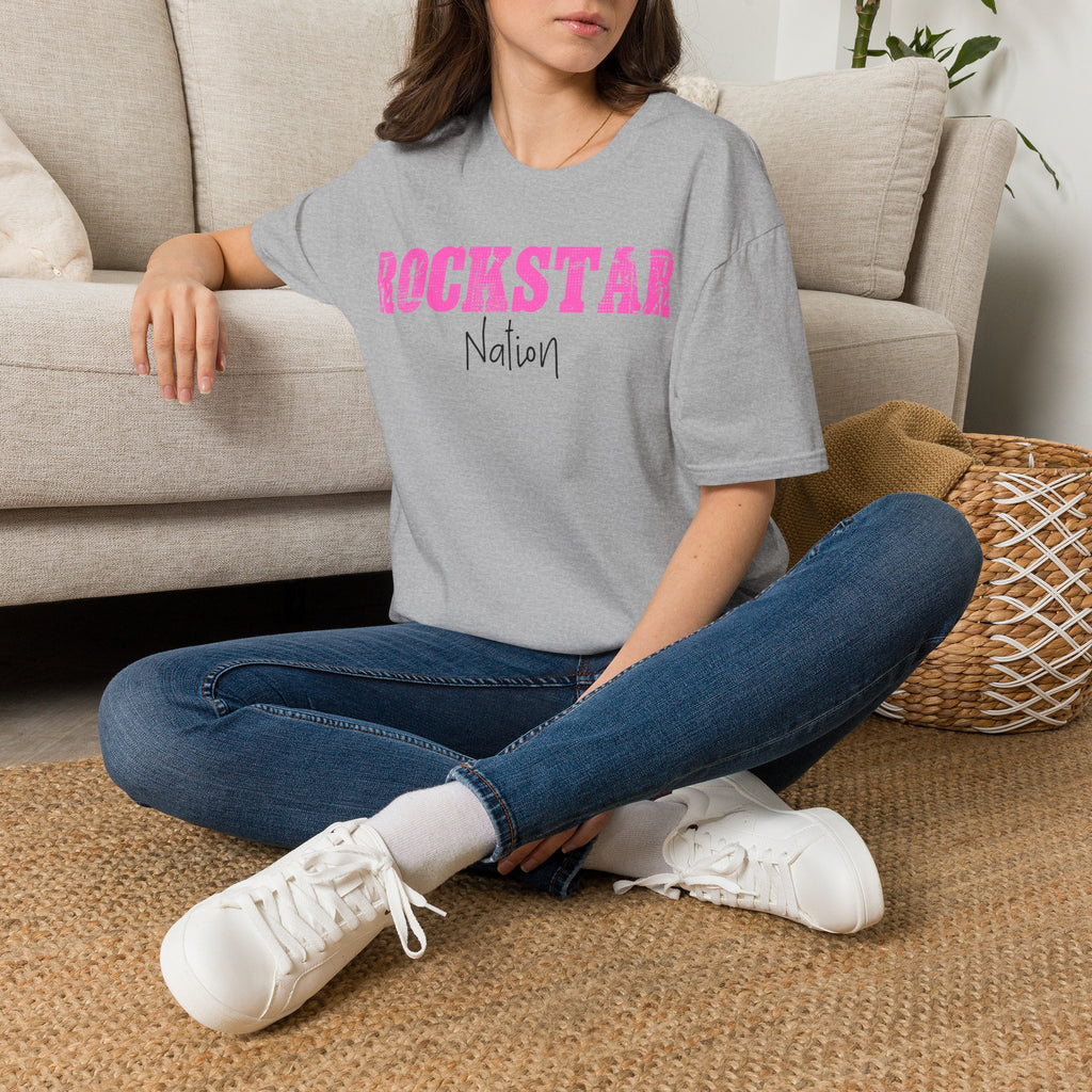 Rockstar Nation T-Shirt — Pink Distressed Graphic Tee