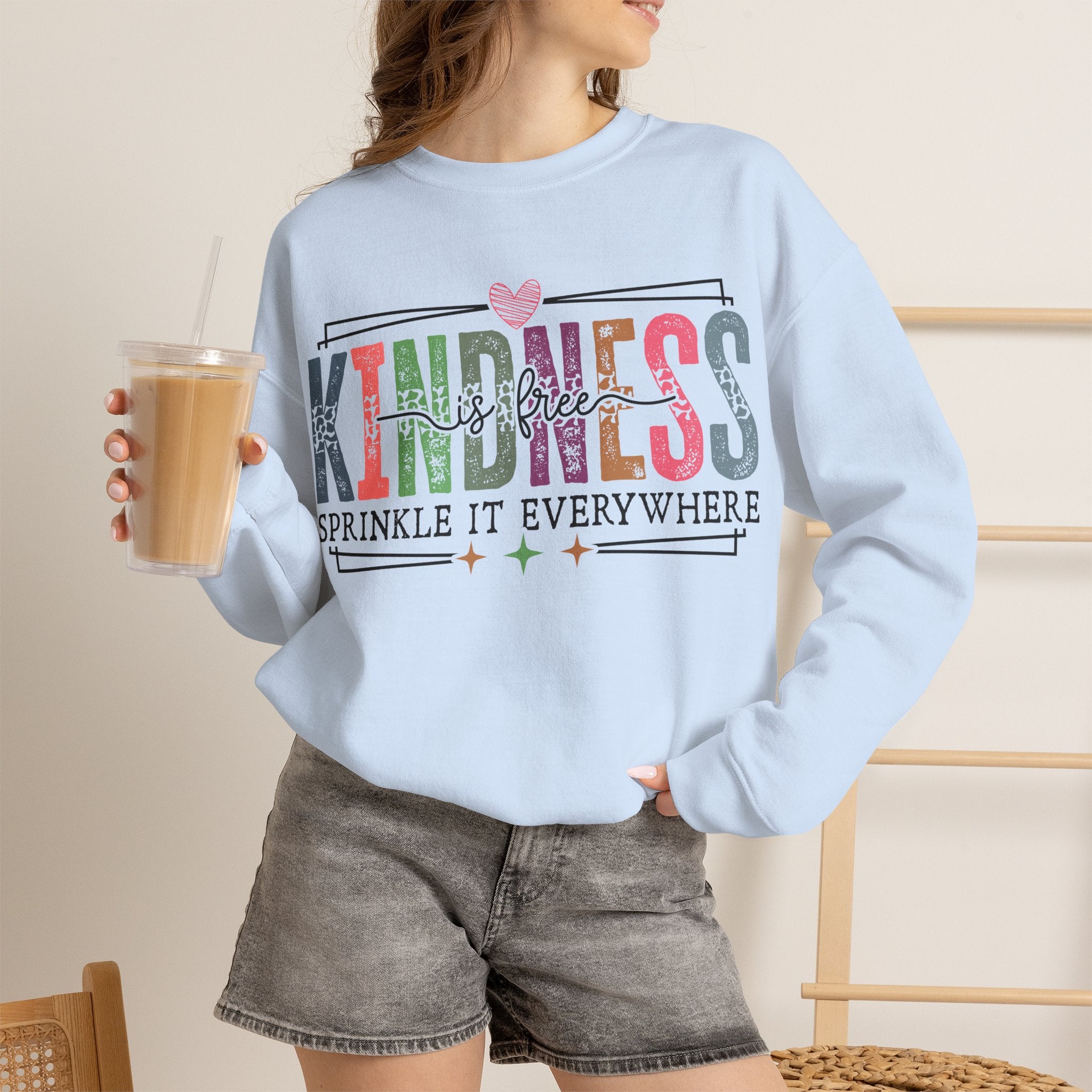 Kindness Is Free Sweatshirt, Retro Pastel Graphic Crewneck, Inspirational Teacher Gift, Gildan 18000 Cozy Fun Pullover