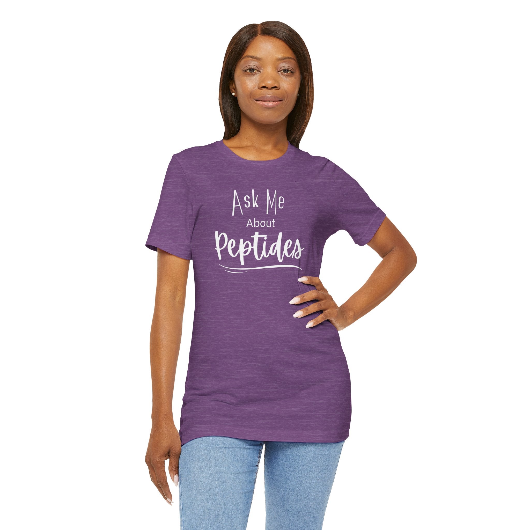 Ask Me about Peptides — Unisex Jersey Short Sleeve T-Shirt