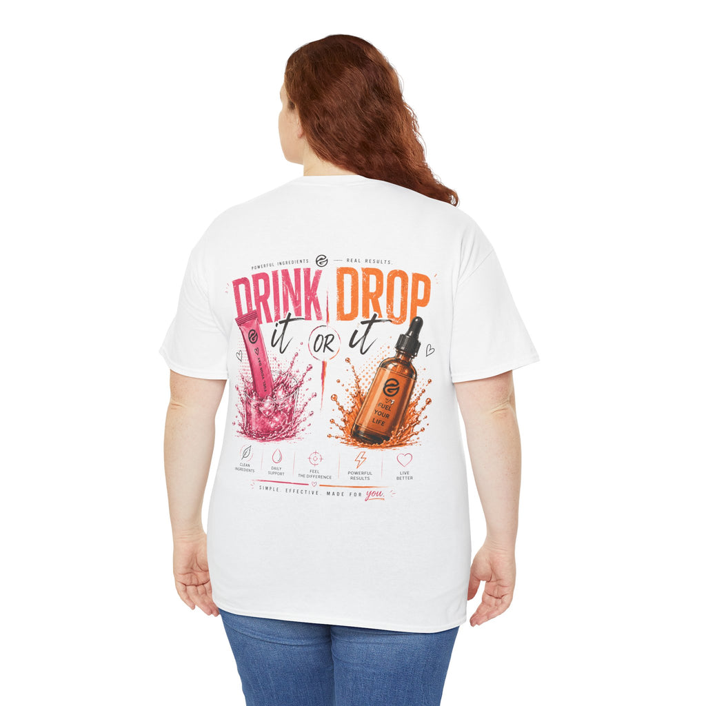 Drink Drop It or Lit Tee — Retro Cocktail Party Graphic T-Shirt