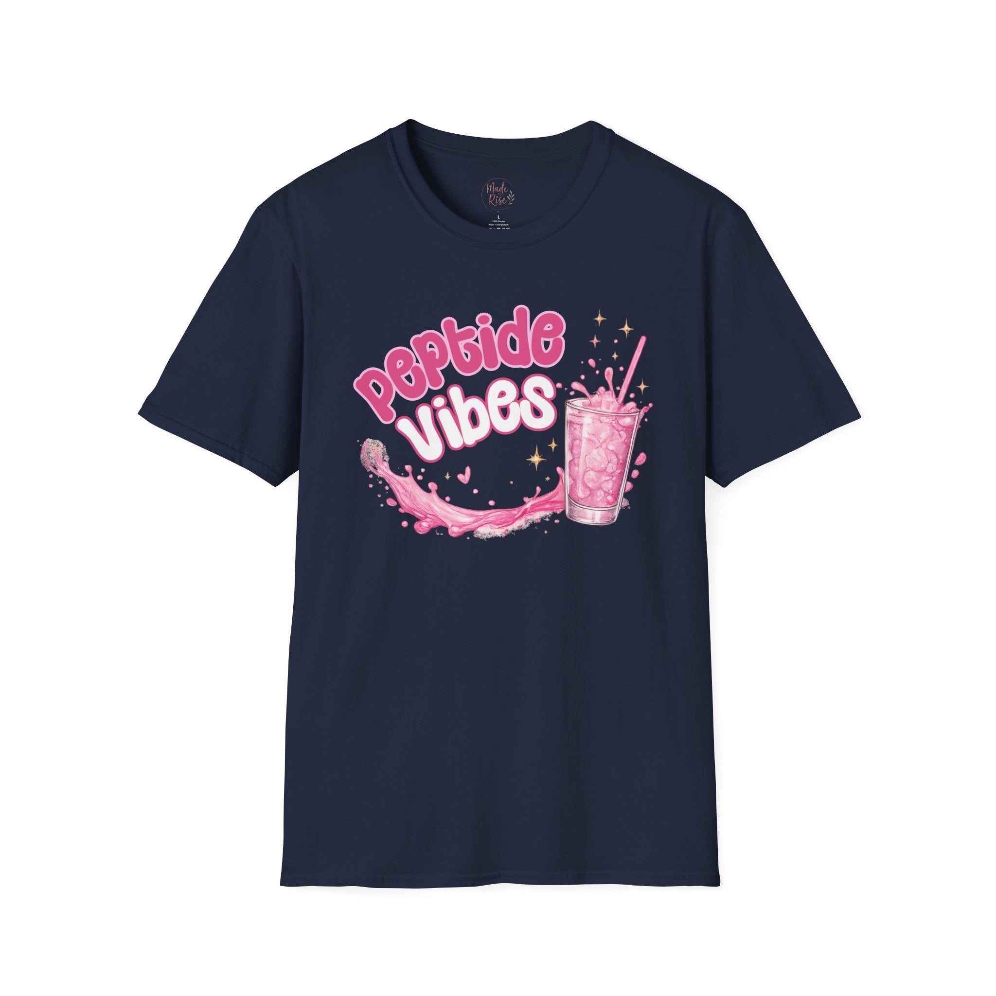 Peptide Vibes T-Shirt — Pink Boba Drink Graphic Tee