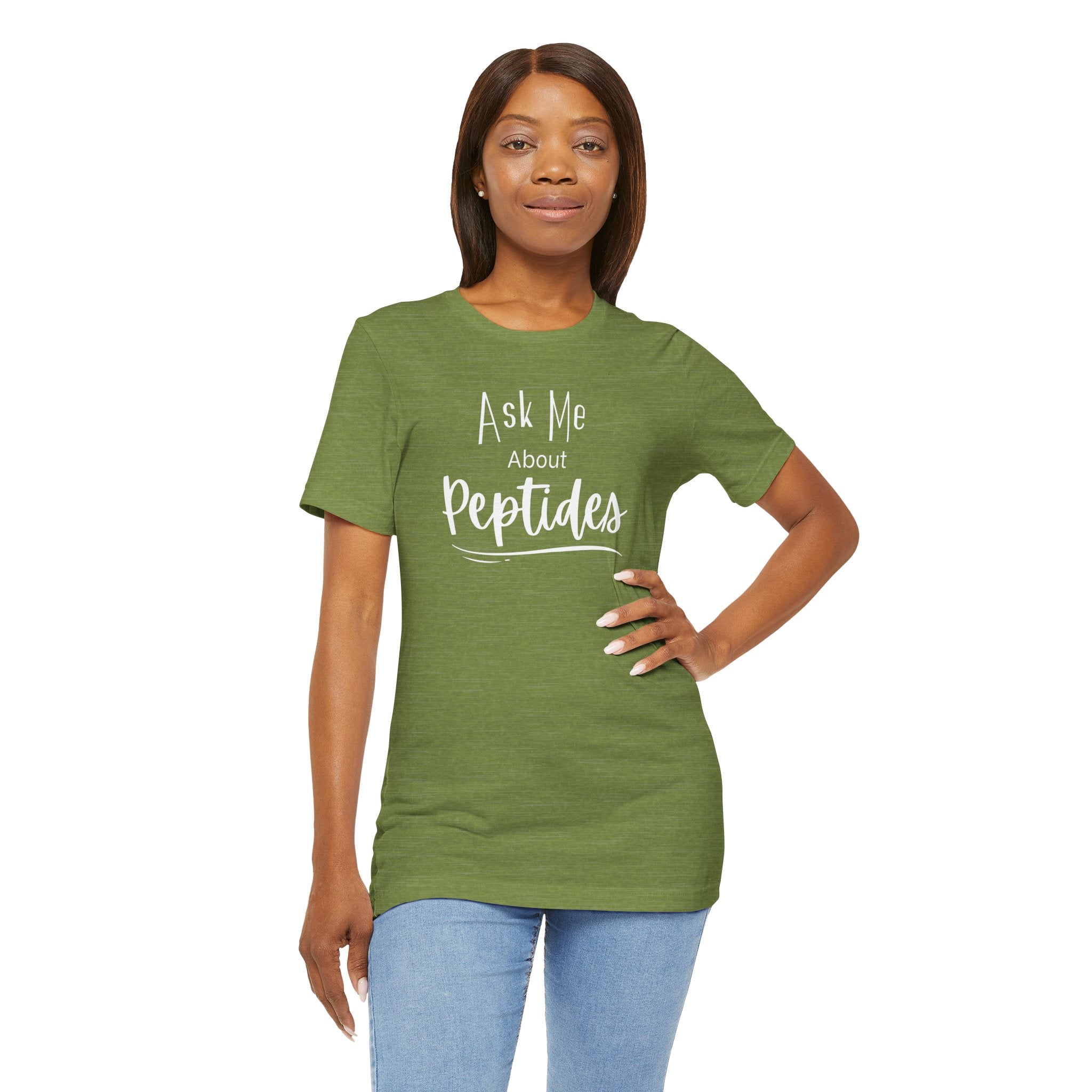 Ask Me about Peptides — Unisex Jersey Short Sleeve T-Shirt